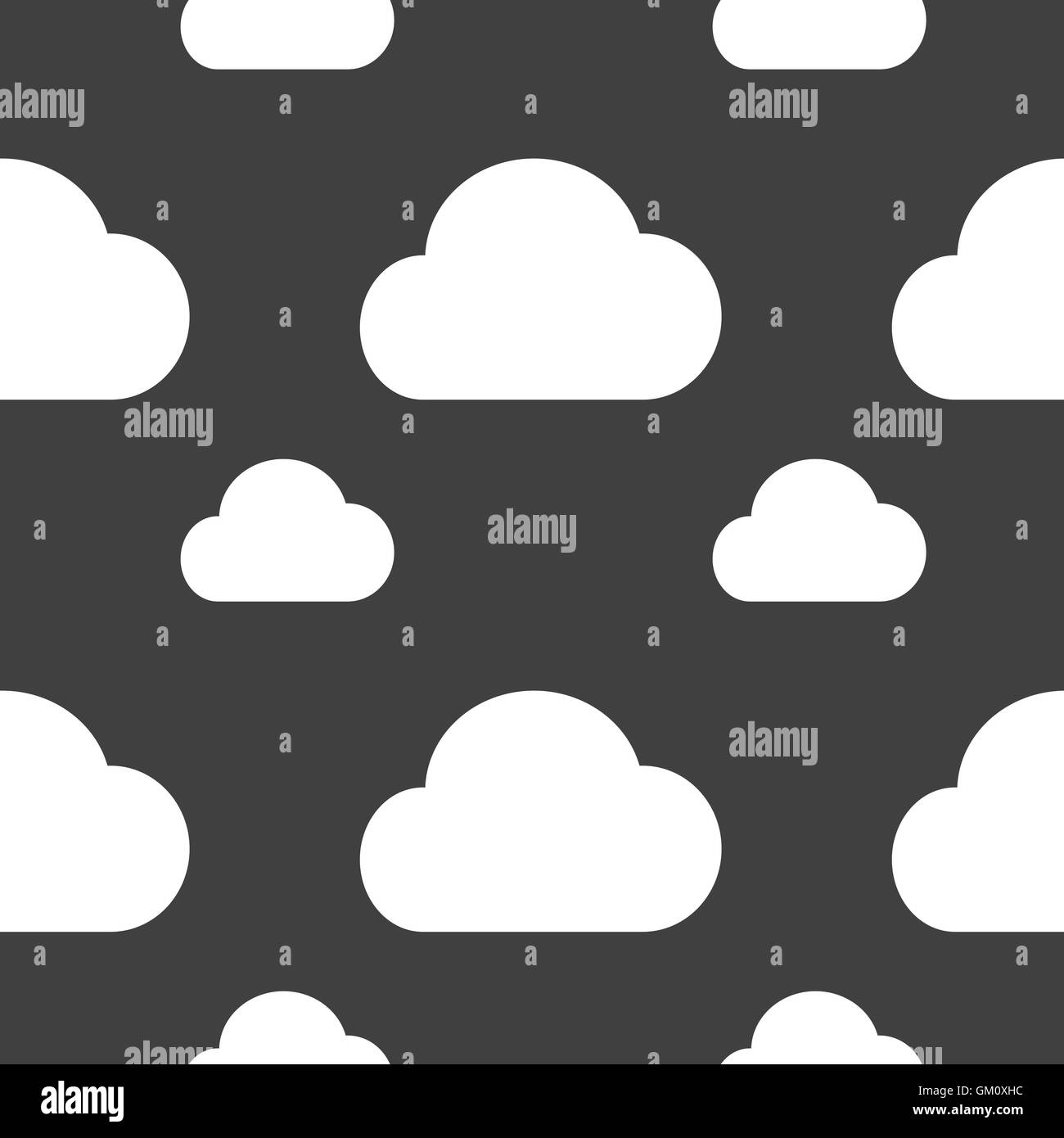 Cloud-Symbol Zeichen. Nahtlose Muster auf einem grauen Hintergrund. Vektor Stock Vektor