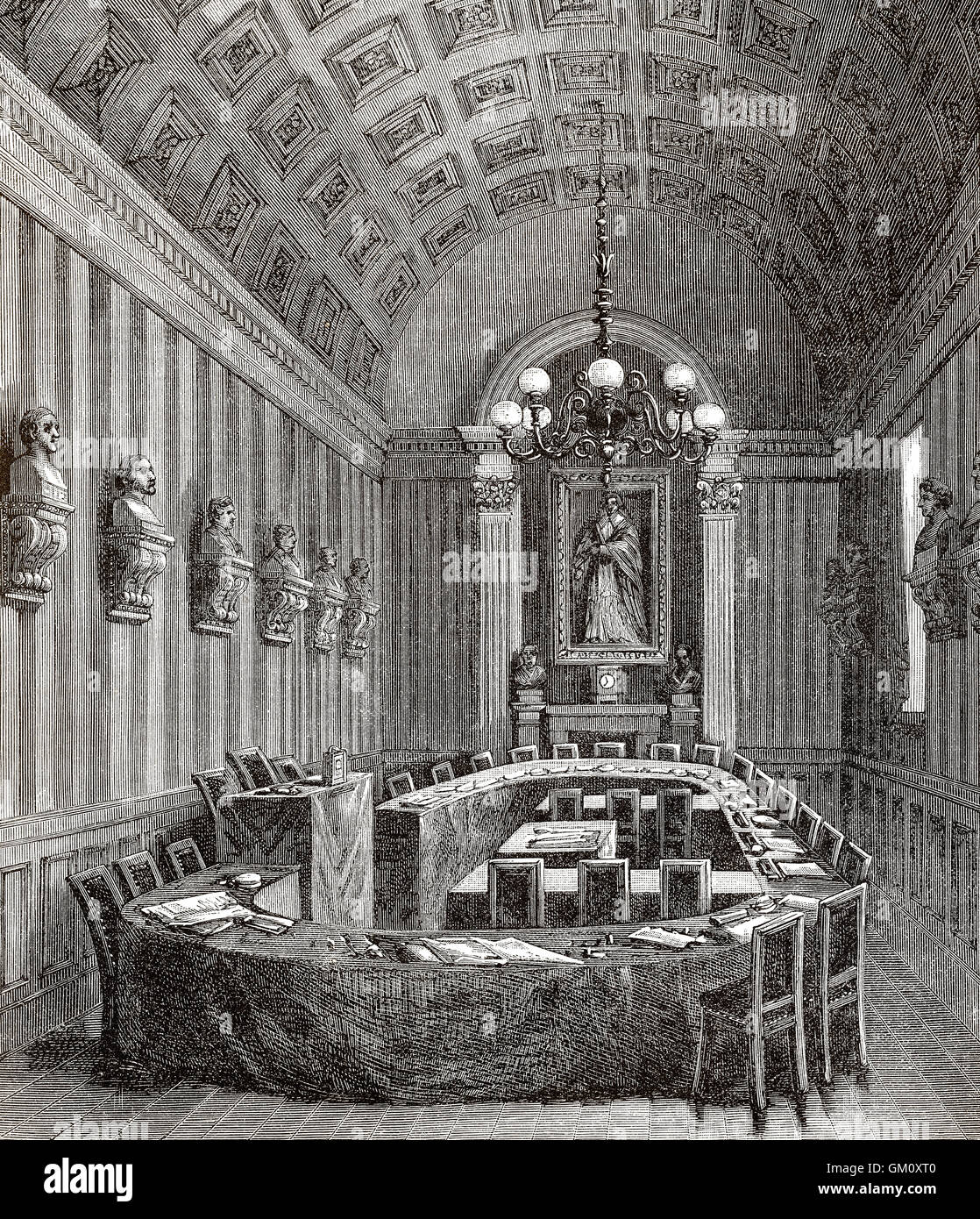 Konferenzsaal, Académie Française, Paris, Frankreich, 19. Jahrhundert Stockfoto