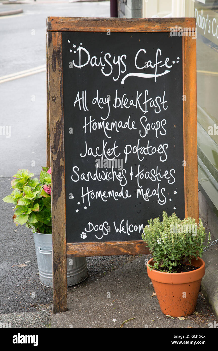 Daisy Cafe Menü Zeichen; Ambleside; Lake District; England Stockfoto