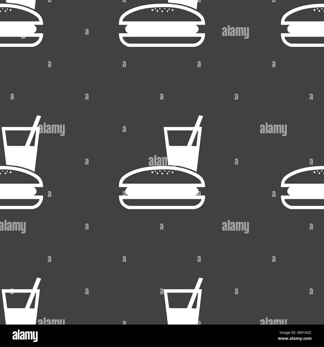 Lunch Box Symbol Zeichen. Nahtlose Muster auf einem grauen Hintergrund. Vektor Stock Vektor