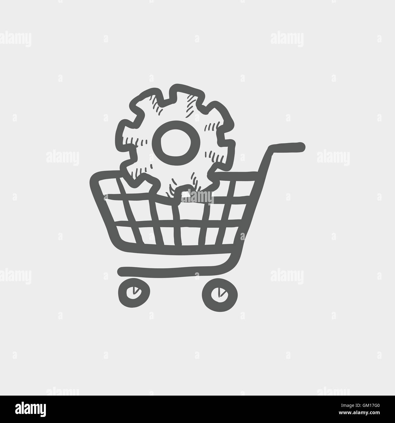 Warenkorb mit Skizze Zahnradsymbol Stock Vektor
