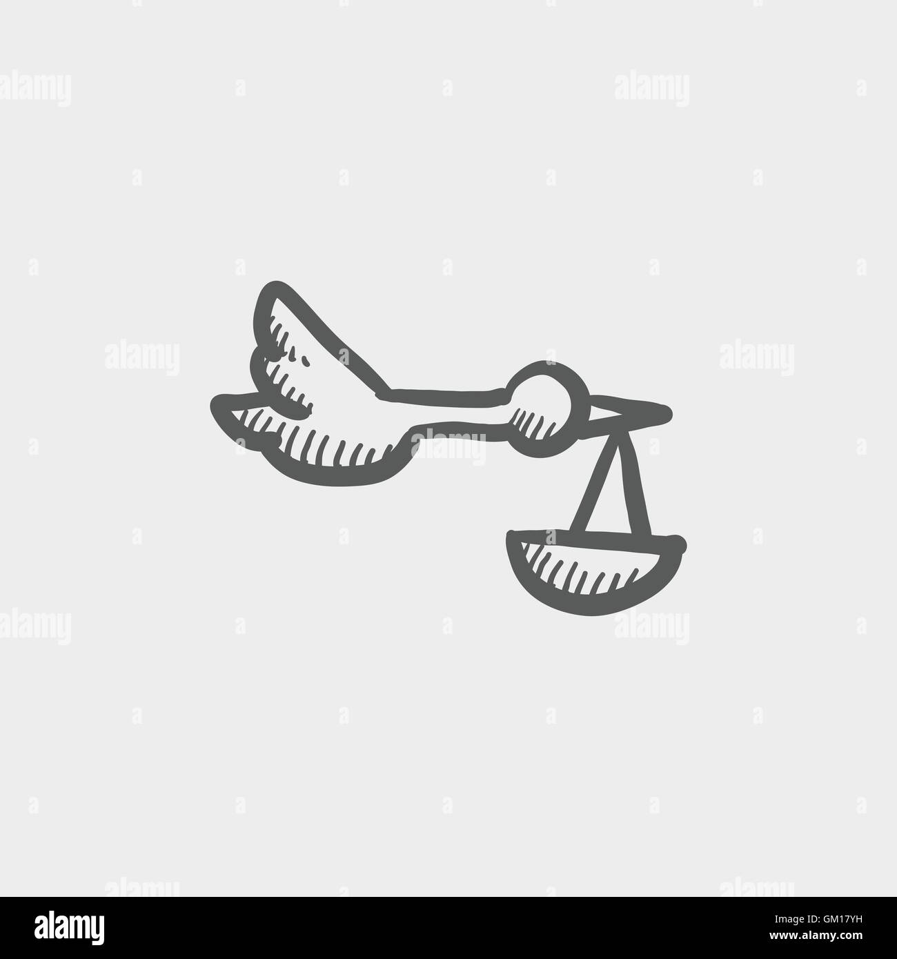 Baby-Korb mit Storch Skizzensymbol Stock Vektor