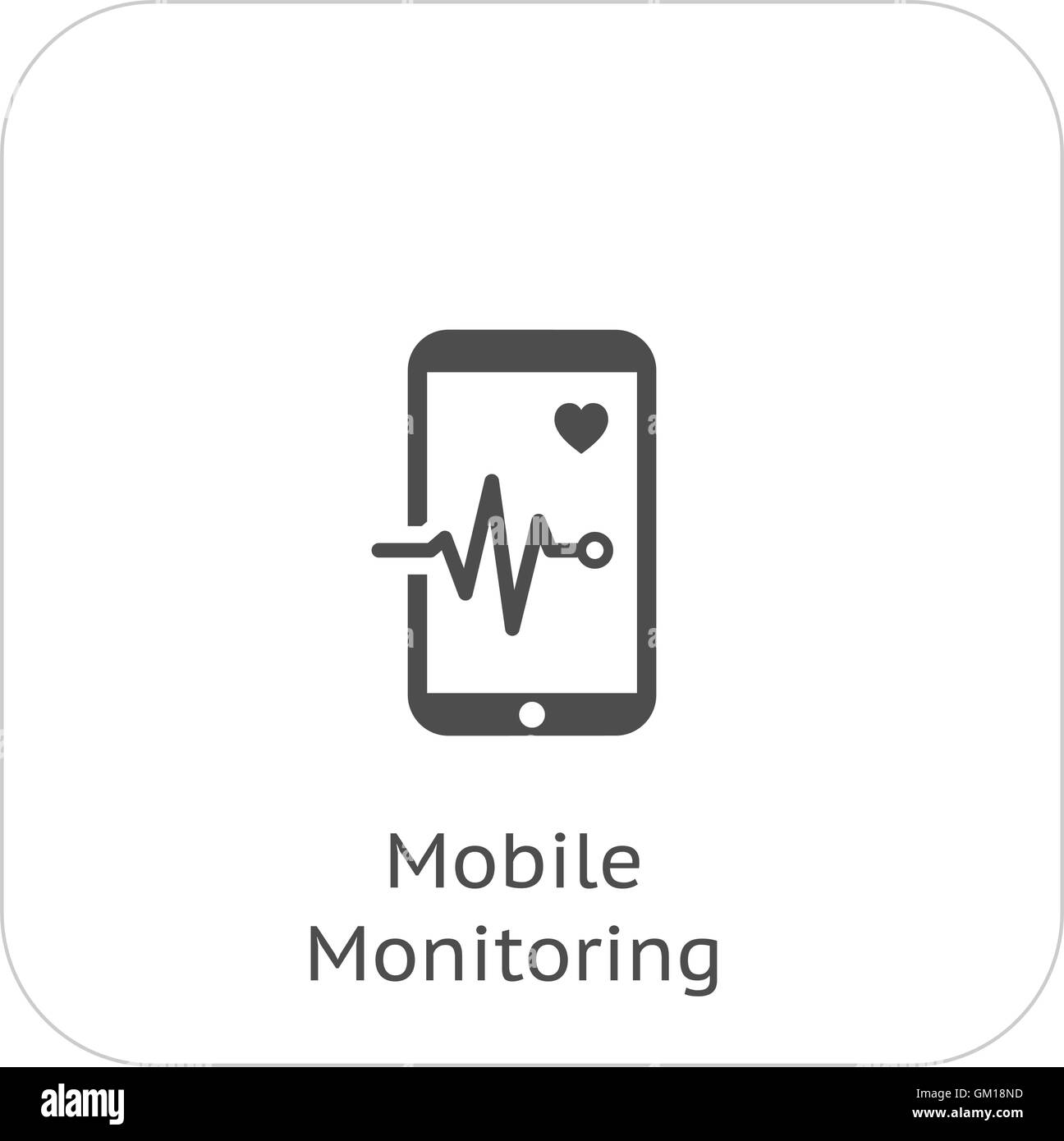 Mobile Überwachung und medizinische Versorgung-Symbol. Flaches Design. Stock Vektor