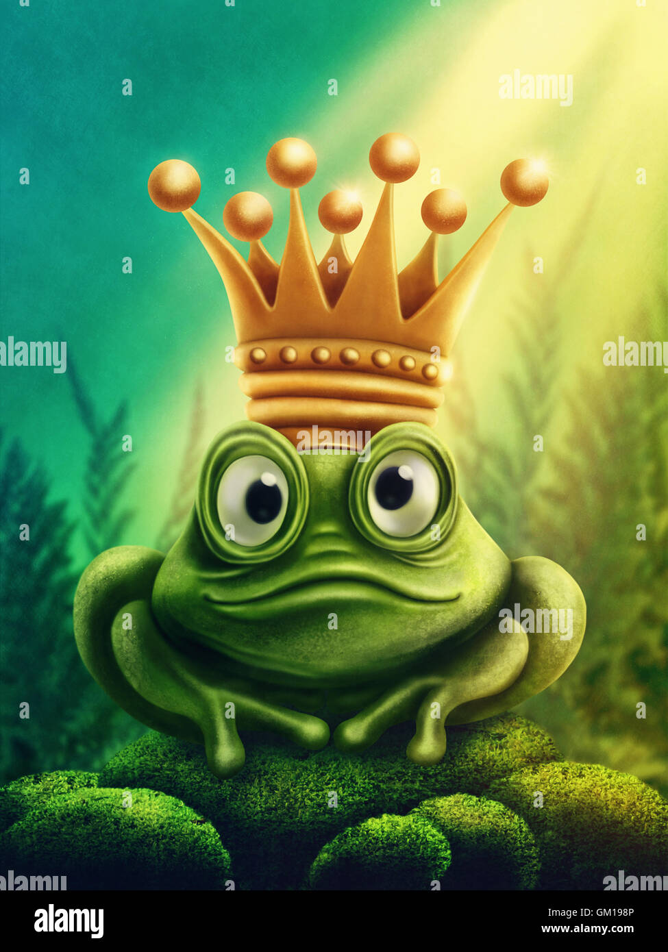Illustration der Froschkönig mit Goldkrone Stockfoto