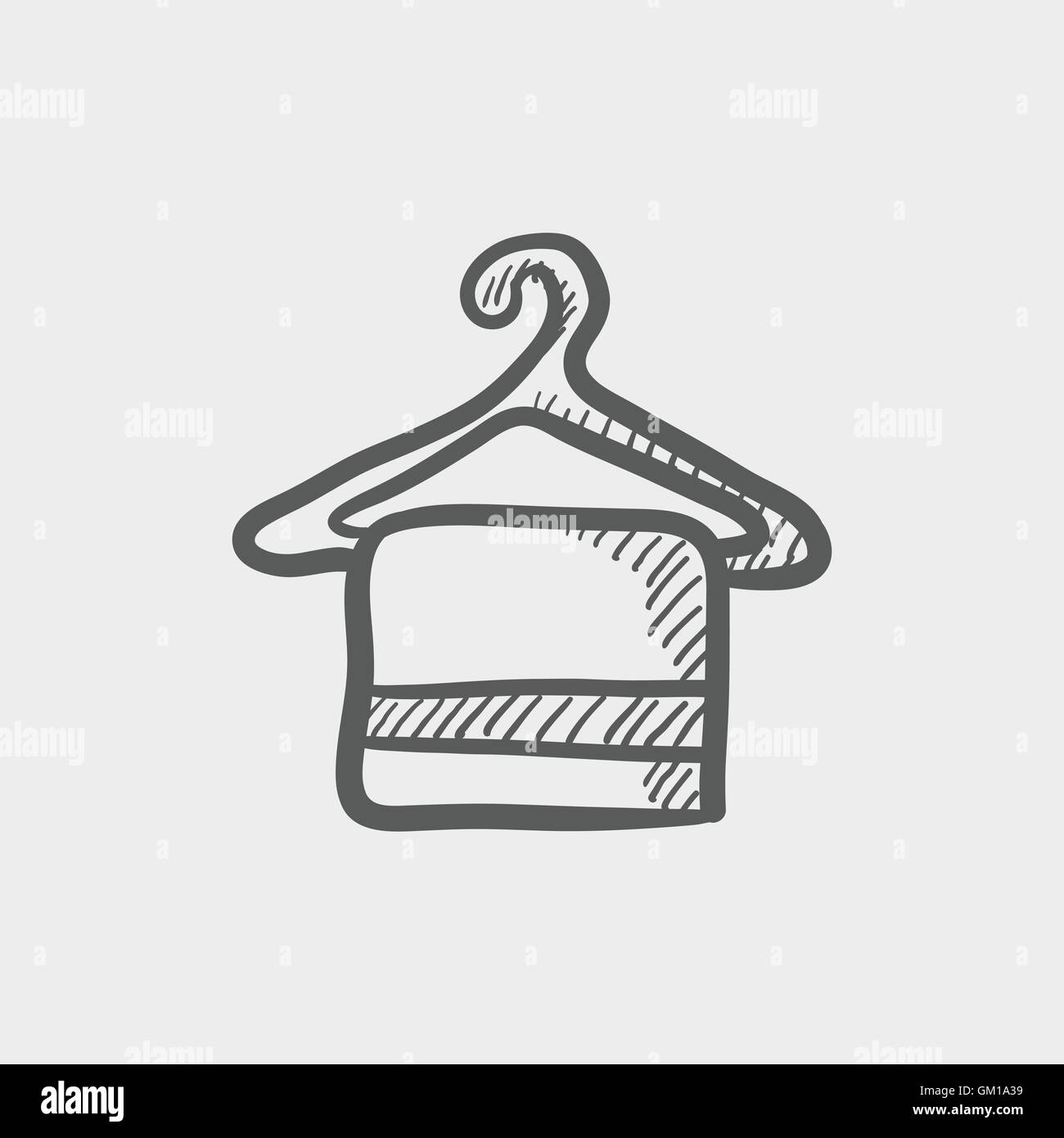 Handtuch auf Kleiderbügel Skizzensymbol Stock Vektor
