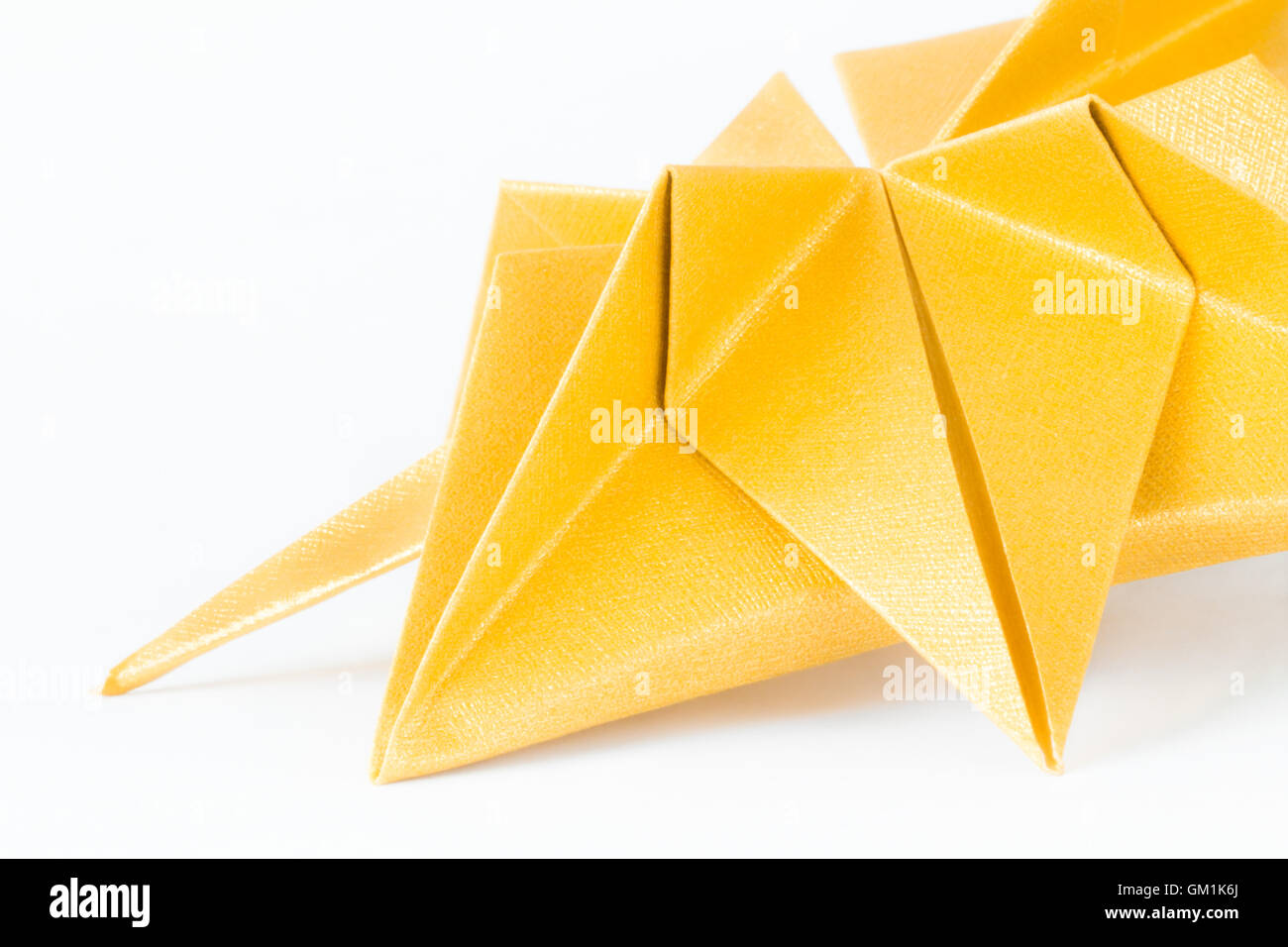 Nahaufnahme Von Goldpapier Origami Stern Ein Papier Falten