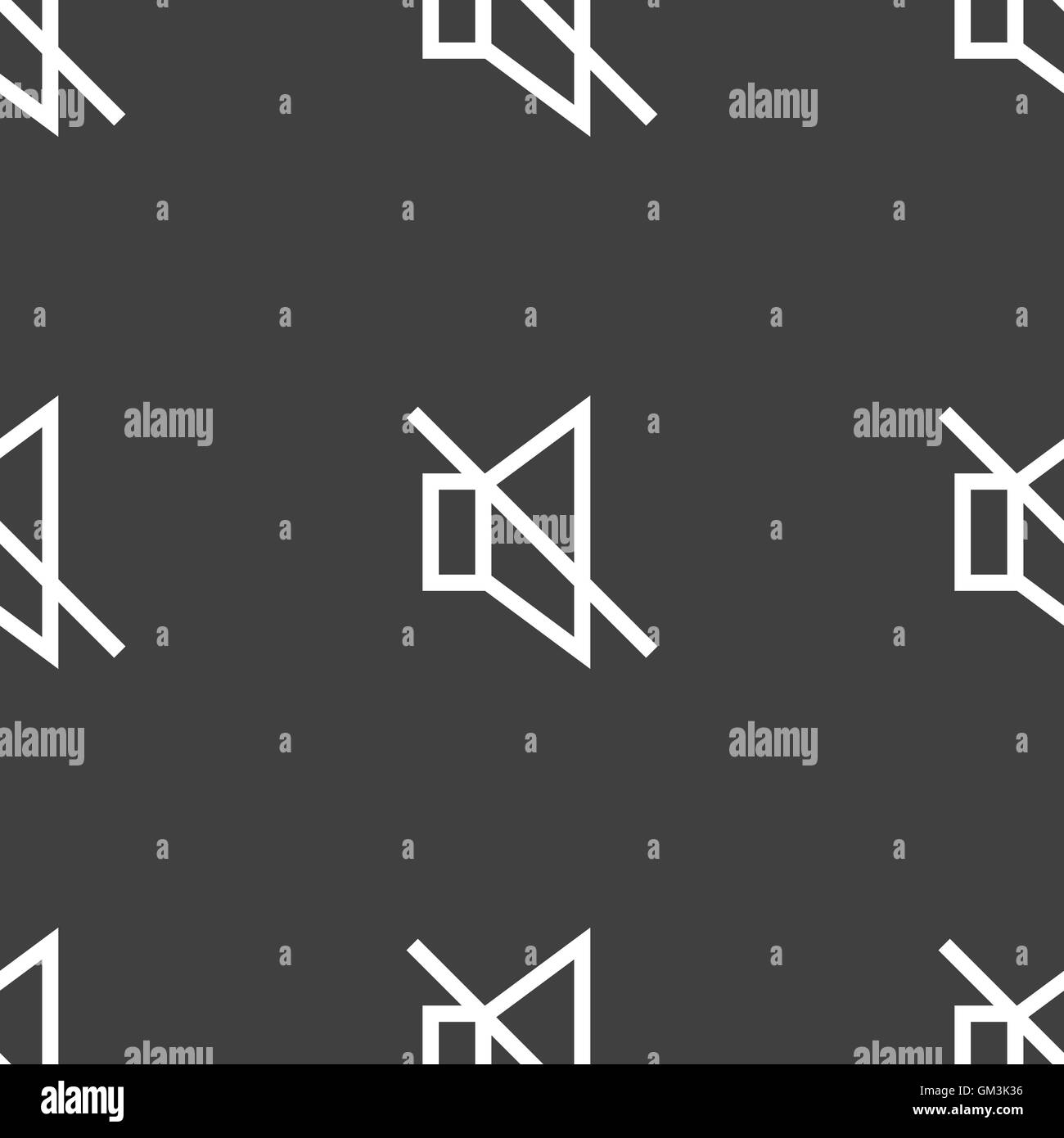 ohne Ton stumm Symbol Zeichen. Nahtlose Muster auf einem grauen Hintergrund. Vektor Stock Vektor
