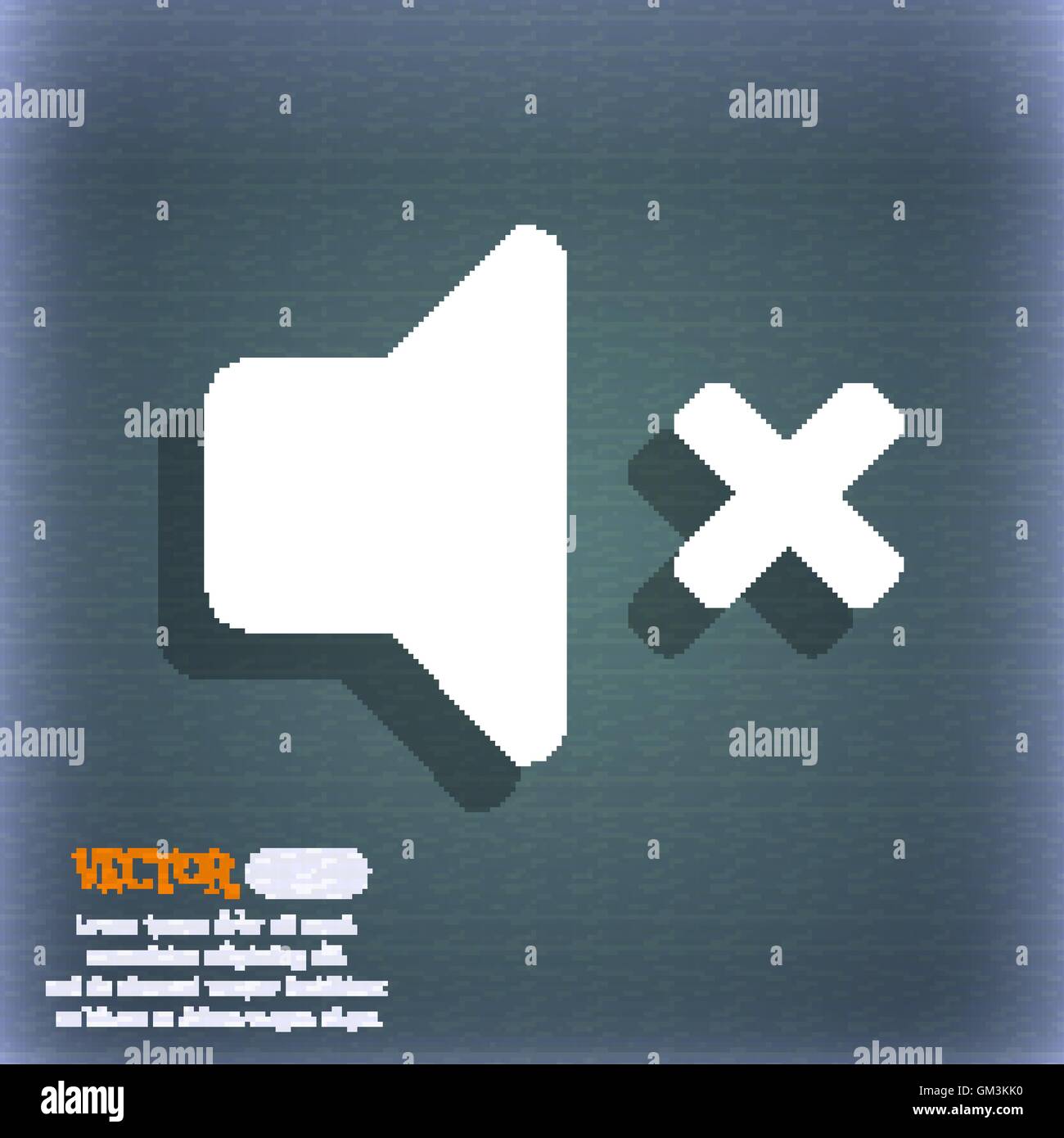 Stumme Lautsprecher, Sound-Symbol Symbol auf dem blau-grünen abstrakten Hintergrund mit Schatten und Platz für Ihren Text. Vektor Stock Vektor