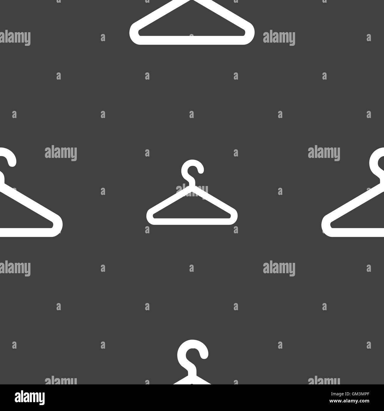 Kleiderbügel Symbol Zeichen. Nahtlose Muster auf einem grauen Hintergrund. Vektor Stock Vektor