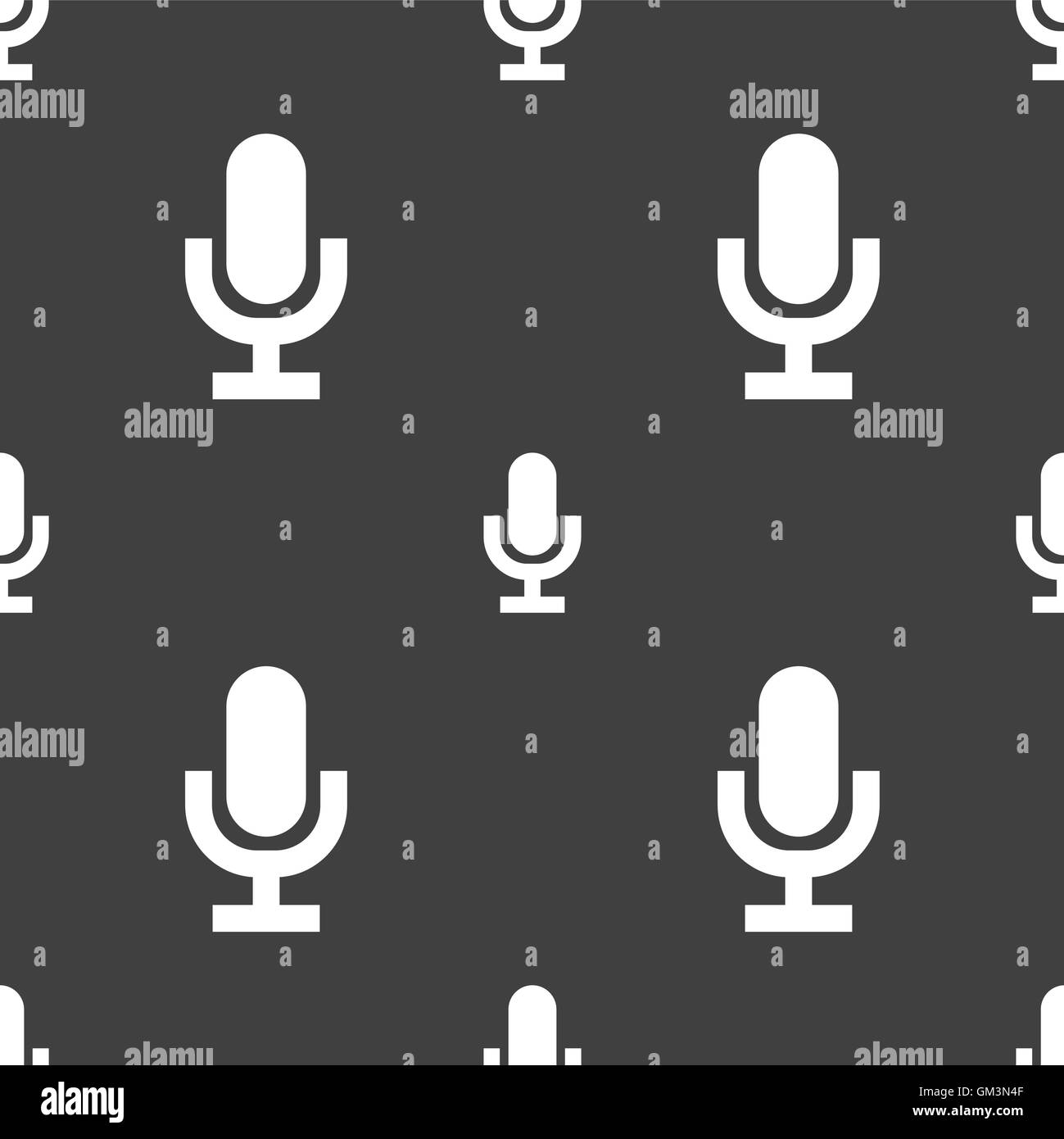 Mikrofon-Symbol Zeichen. Nahtlose Muster auf einem grauen Hintergrund. Vektor Stock Vektor