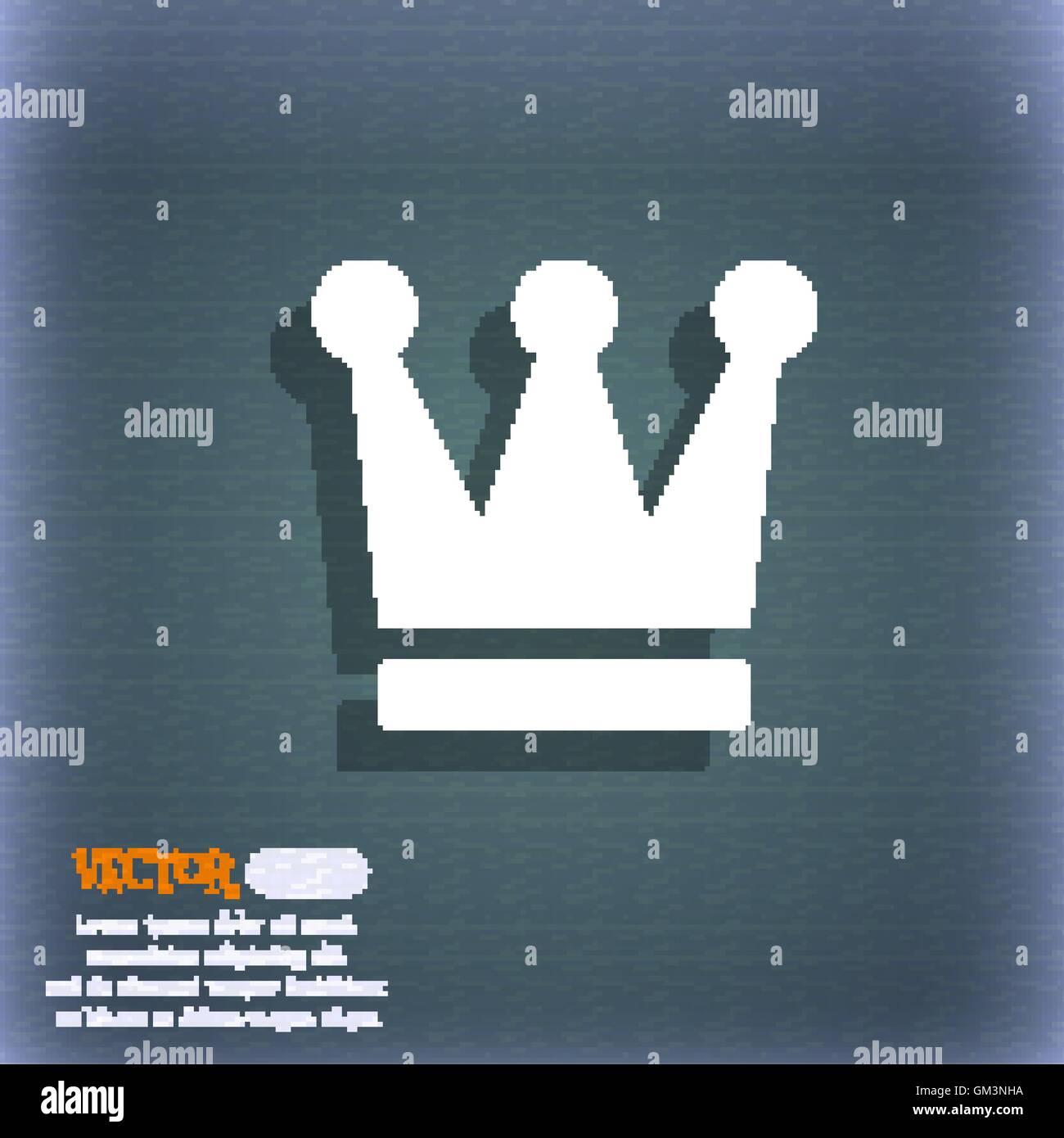 König, Kronen-Symbol-Symbol auf dem blau-grünen abstrakten Hintergrund mit Schatten und Platz für Ihren Text. Vektor Stock Vektor