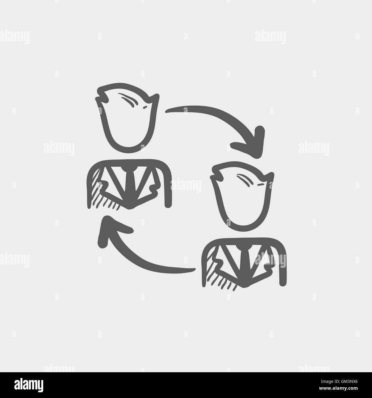 Zwei Männer in den Austausch von Skizze Pfeilsymbol Stock Vektor
