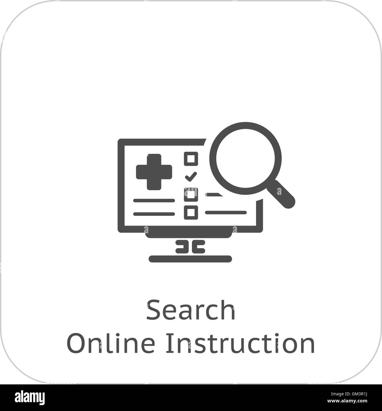 Suche Online-Unterricht und medizinische Leistungen-Symbol. Flaches Design Stock Vektor