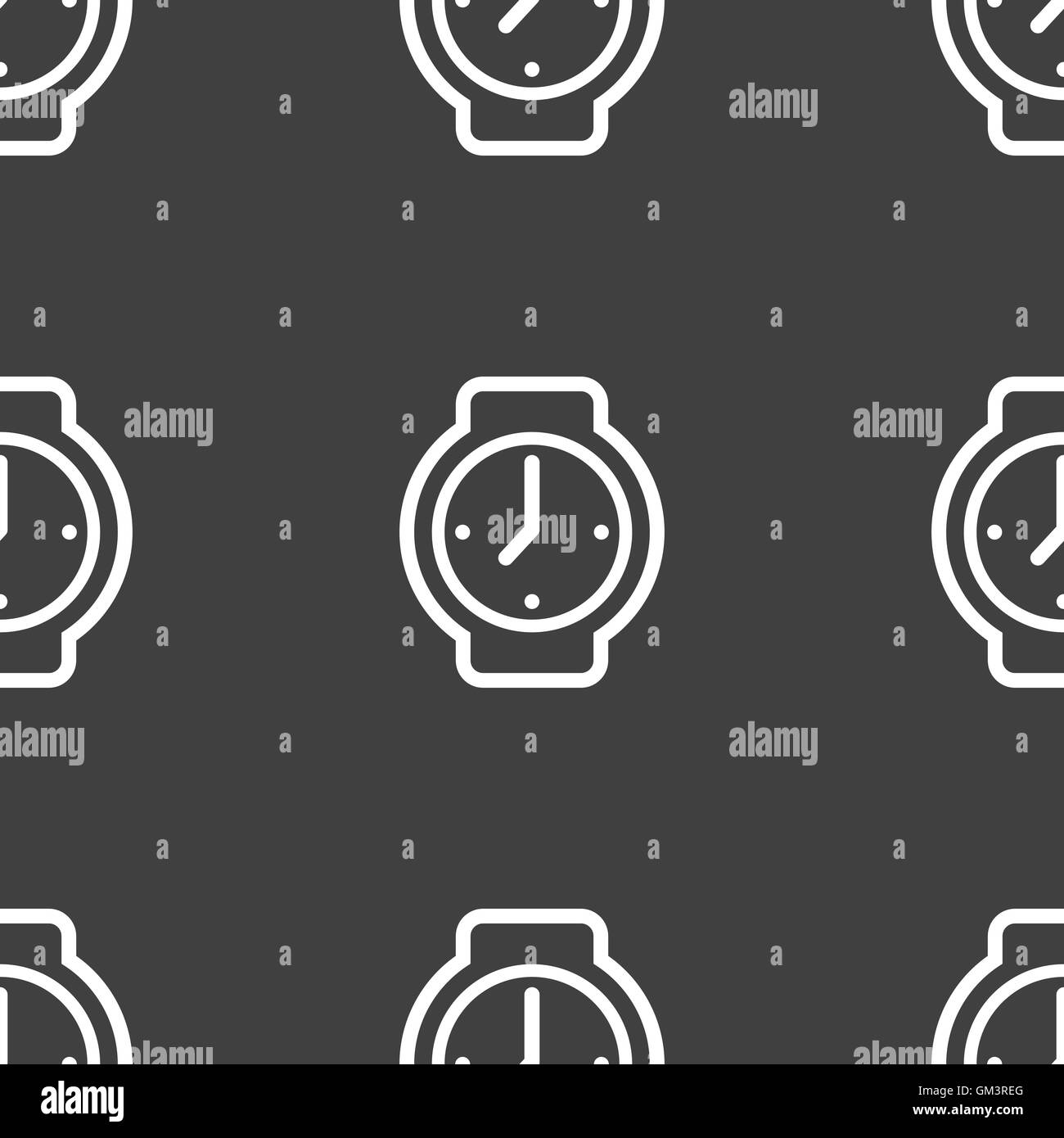 Uhren Symbol Zeichen. Nahtlose Muster auf einem grauen Hintergrund. Vektor Stock Vektor