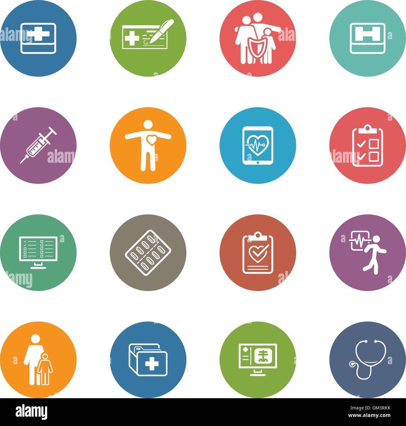 Medizinische & Gesundheitsversorgung Icons Set. Flaches Design. Stock Vektor