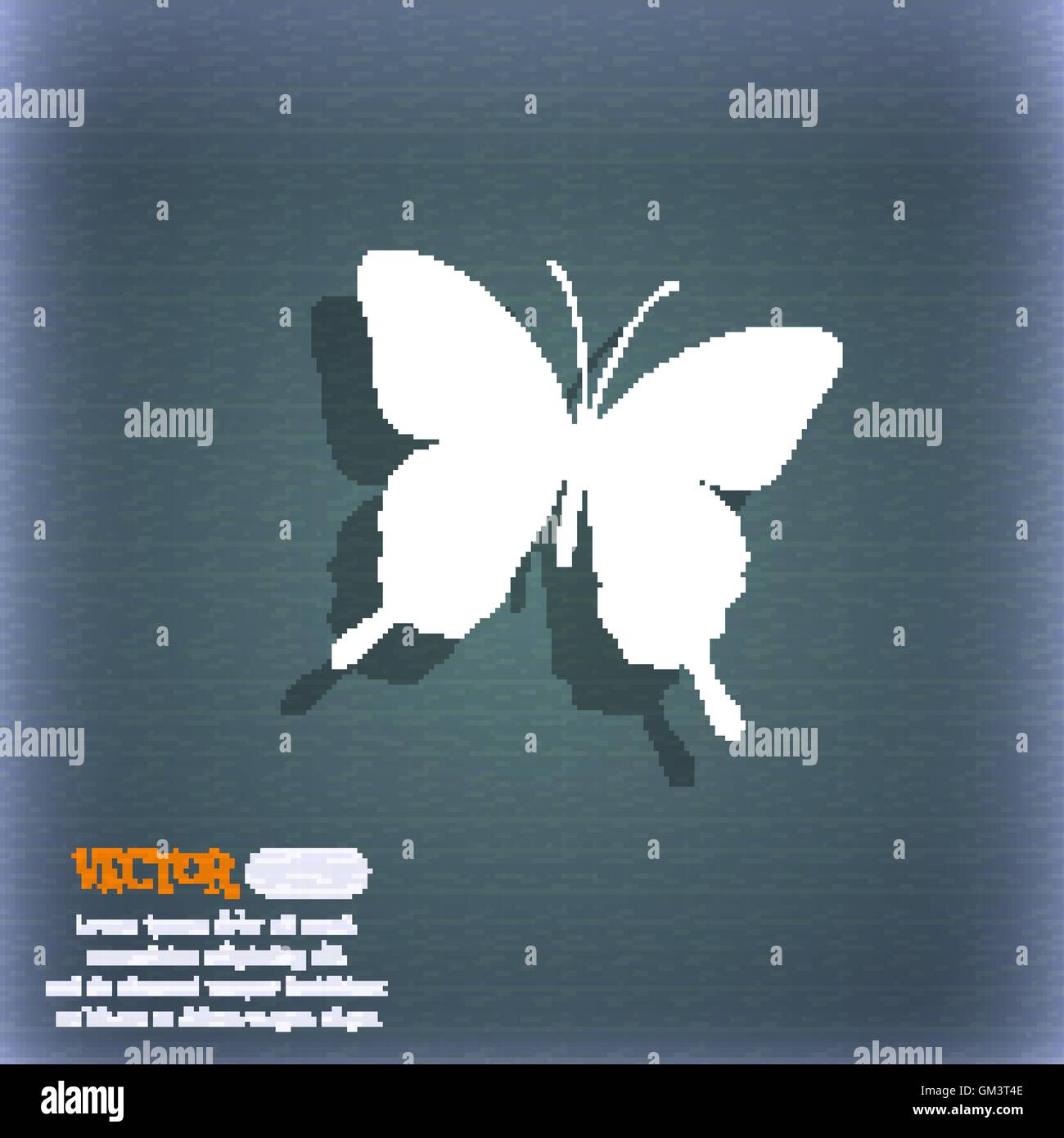 Schmetterlings-Symbol Symbol auf dem blau-grünen abstrakten Hintergrund mit Schatten und Platz für Ihren Text. Vektor Stock Vektor
