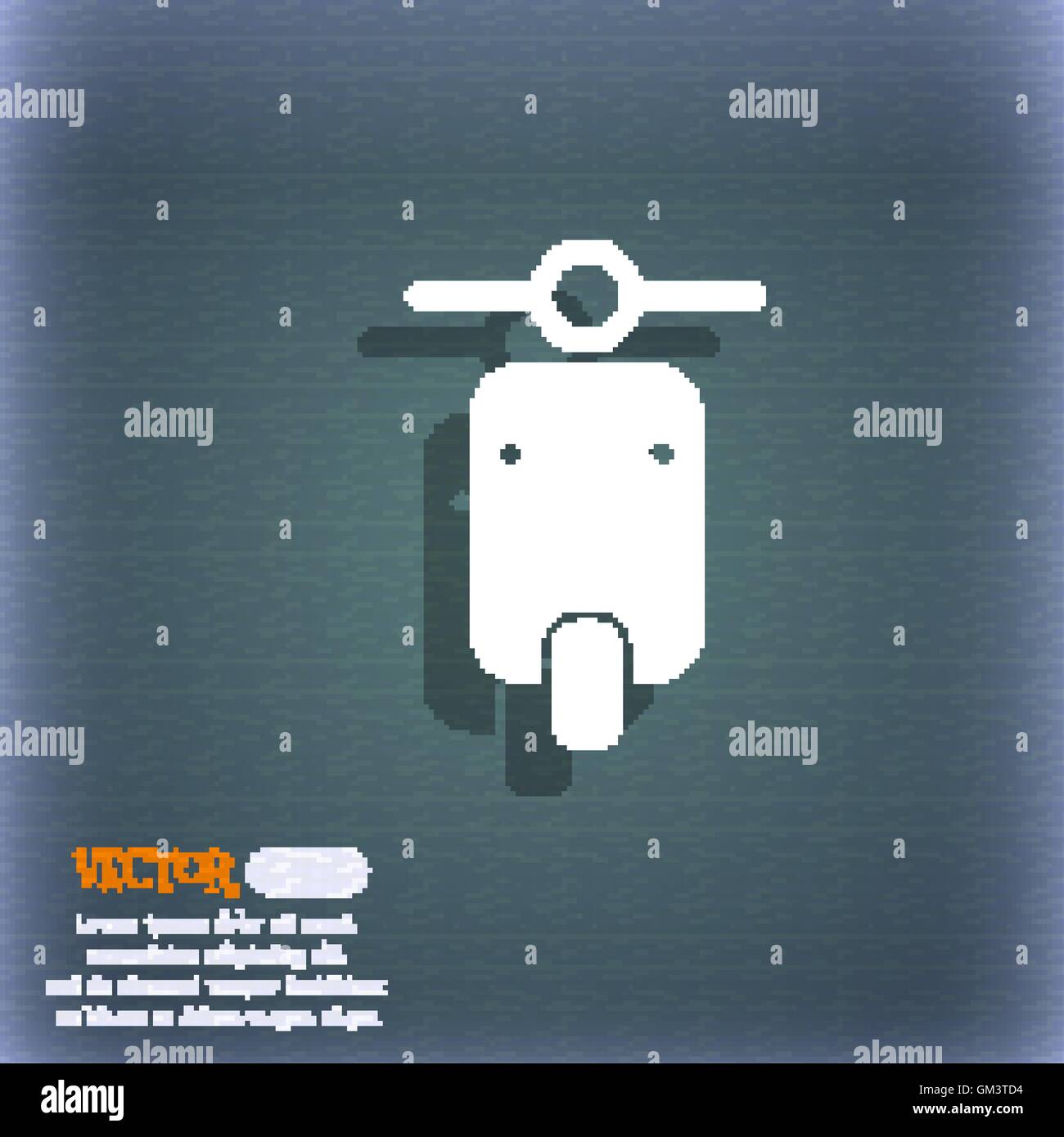 Motorrad-Symbol Symbol auf dem blau-grünen abstrakten Hintergrund mit Schatten und Platz für Ihren Text. Vektor Stock Vektor