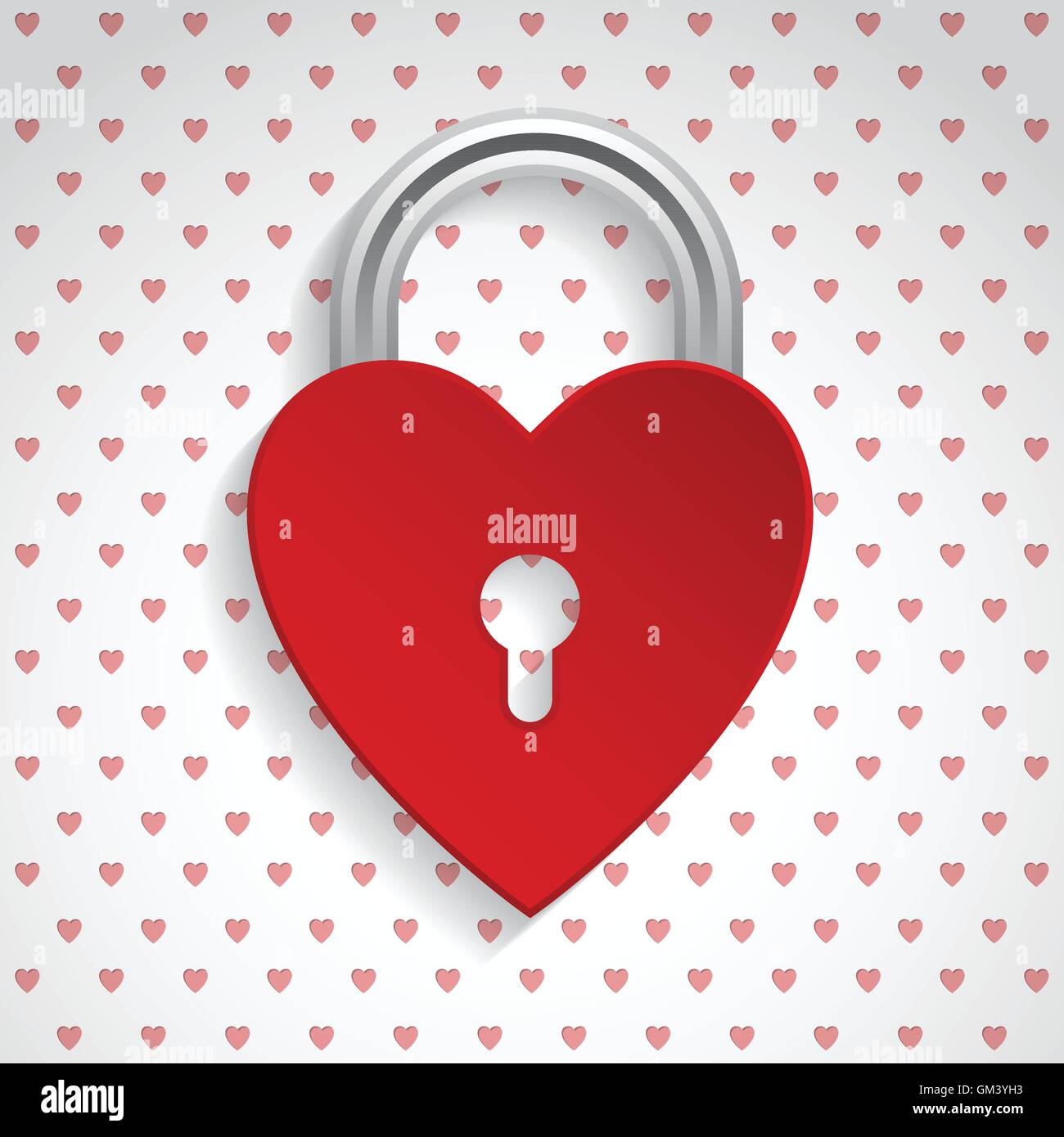 Valentine Hintergrund mit roten Herzen Vorhängeschloss Stock Vektor