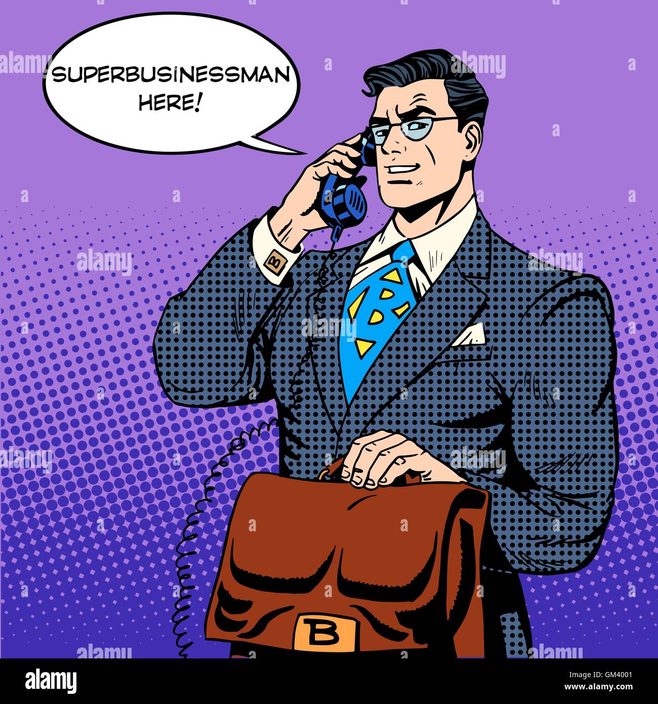 Super Geschäftsmann Helden sprechen Telefon Erfolg Finanzen Stock Vektor