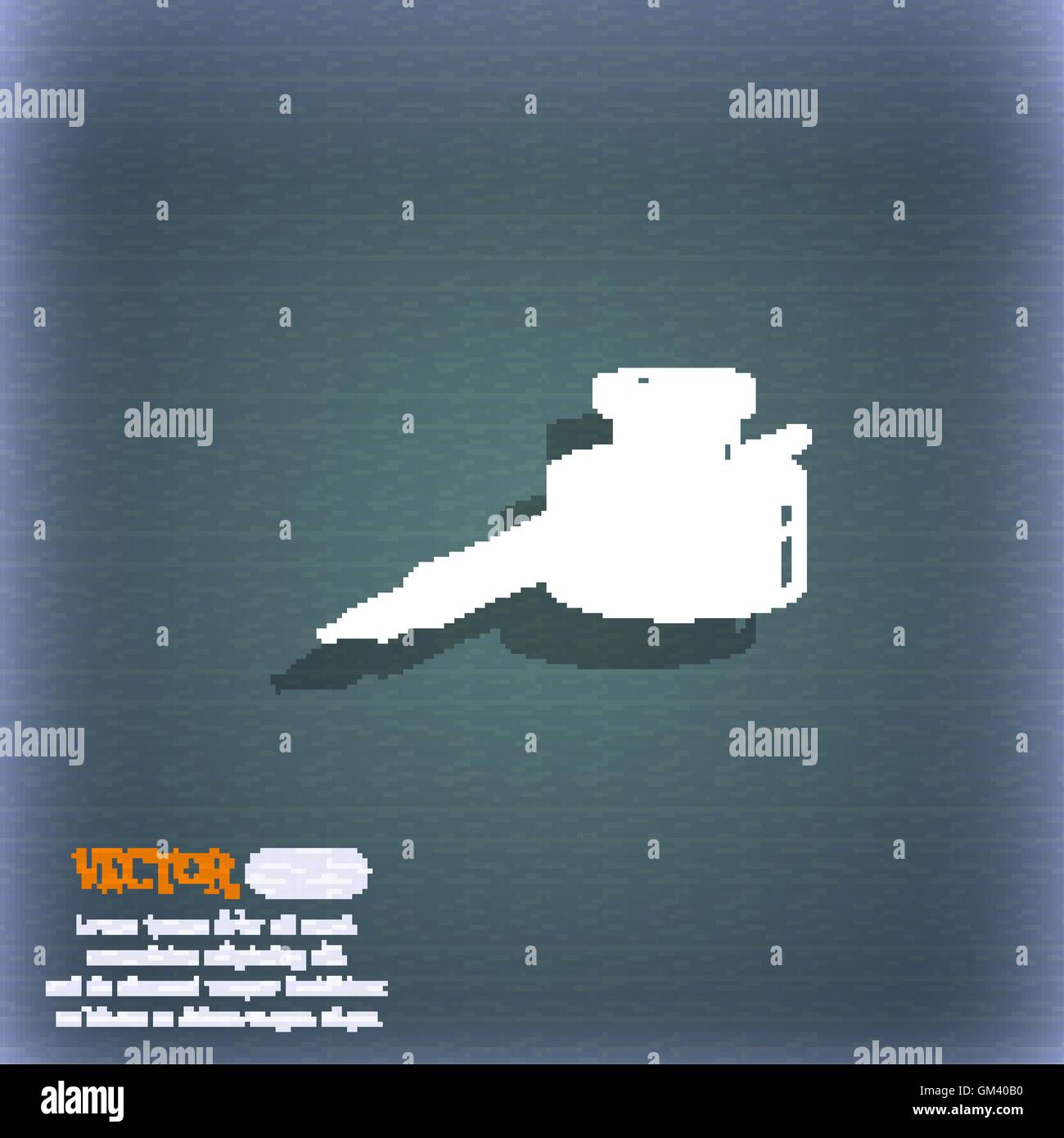 Feder und Tinte Symbol Symbol auf dem blau-grünen abstrakten Hintergrund mit Schatten und Platz für Ihren Text. Vektor Stock Vektor