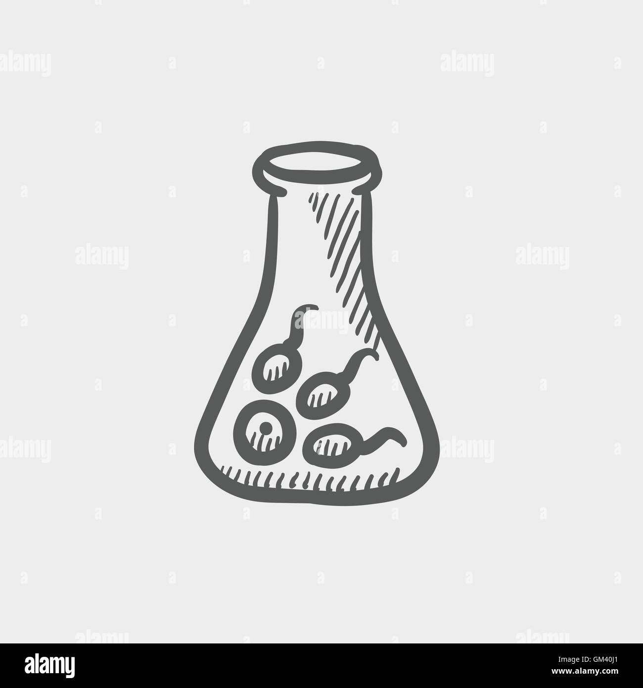 Chemieflasche mit Viren und Bakterien skizzieren Symbol Stock Vektor