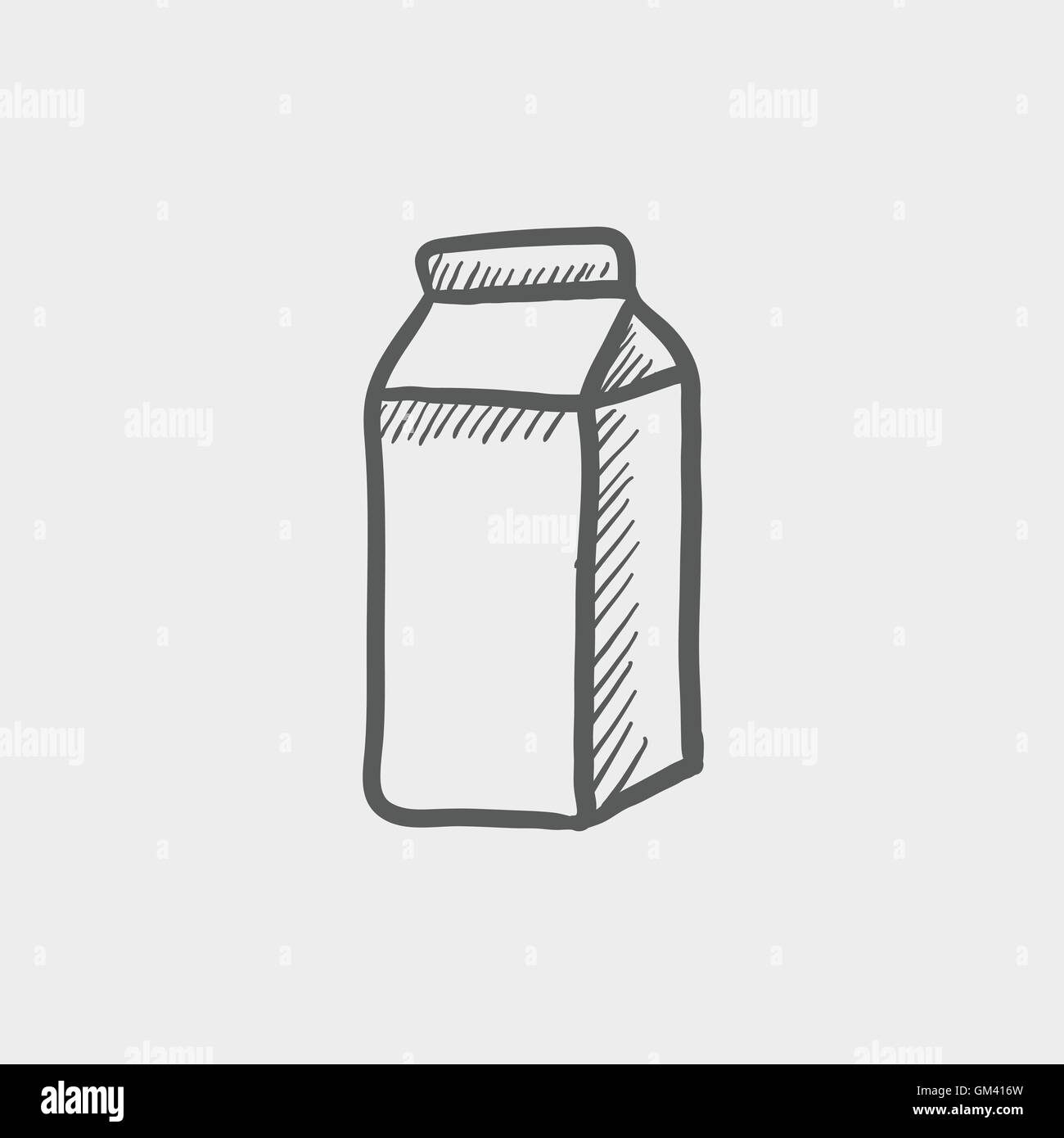 Frische Milch in ein Skizzensymbol box Stock Vektor