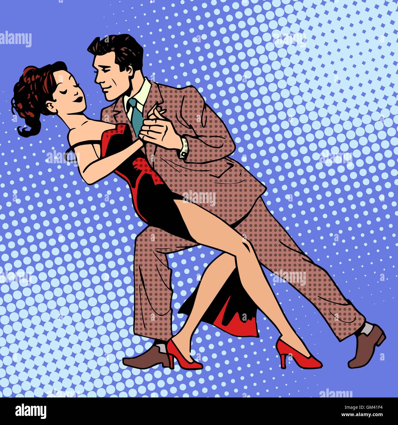 Mann und Frau ein Walzer oder Tango tanzen Stock Vektor