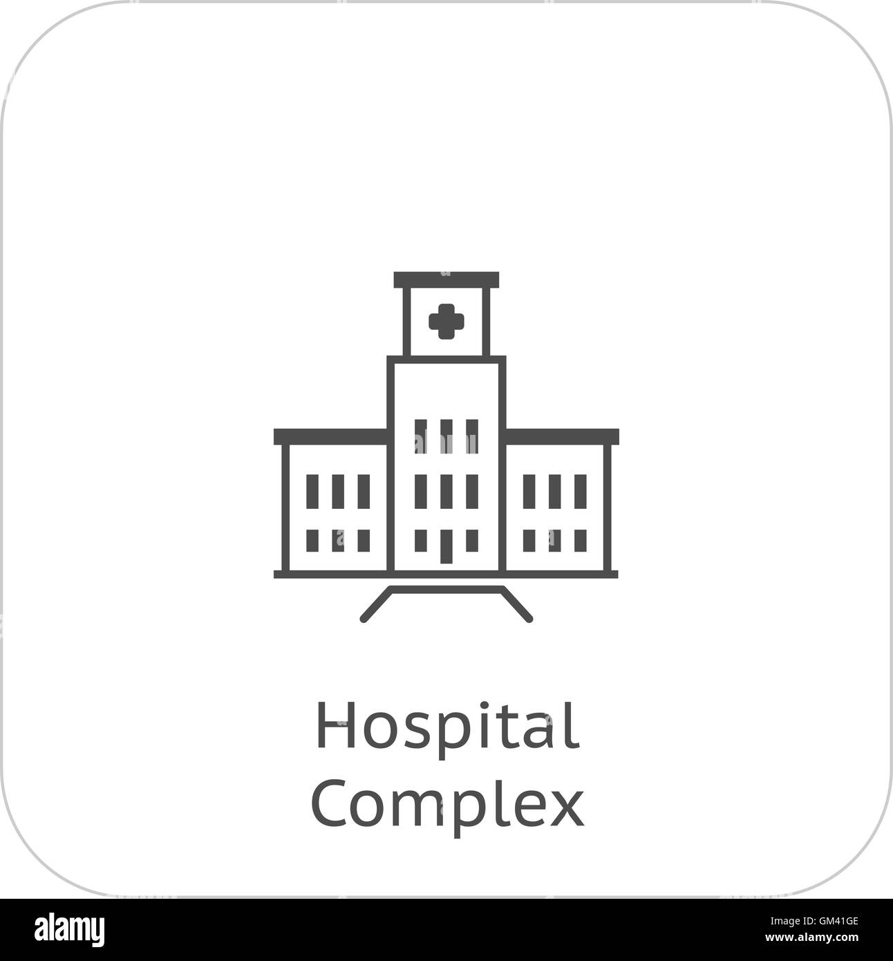 Krankenhaus-Komplex-Symbol. Flaches Design. Stock Vektor
