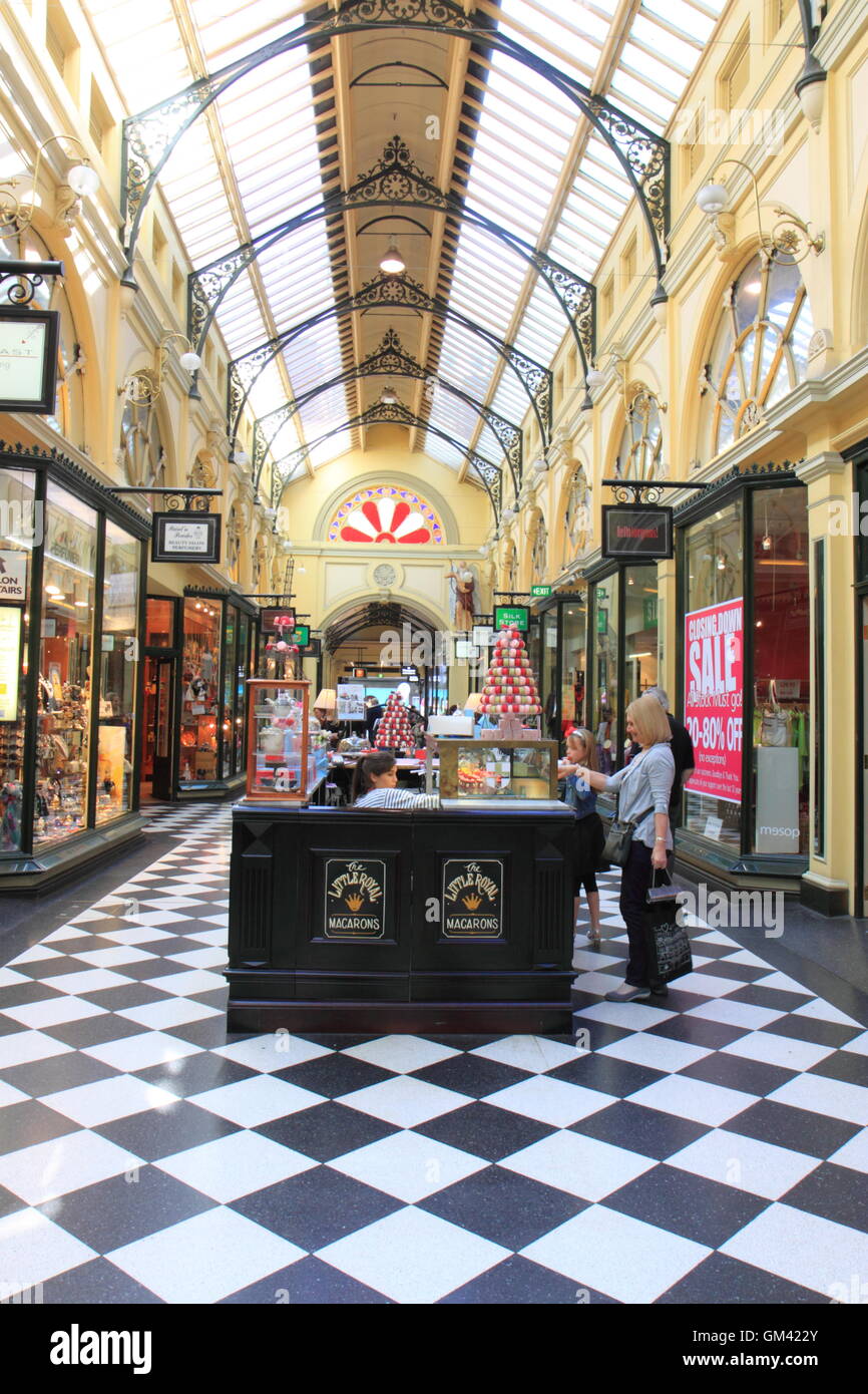 Menschen-Shop im Royal Arcade in Melbourne Australien. Stockfoto