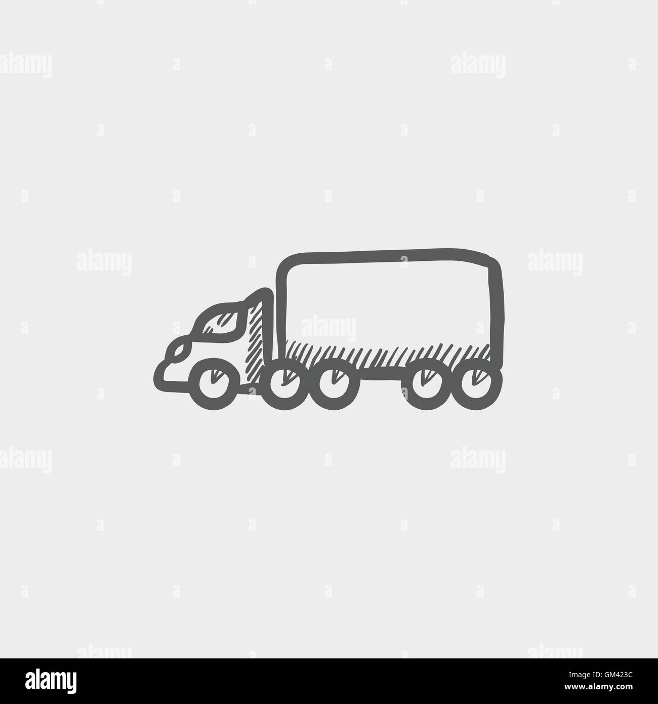 Cargo Truck Skizzensymbol Stock Vektor