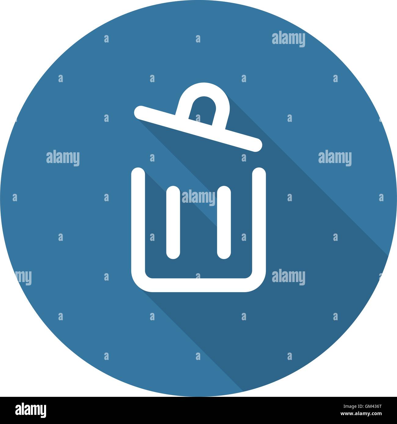 Schaltfläche "Container". Papierkorb-Symbol. Flaches Design. Lange Schatten. Stock Vektor