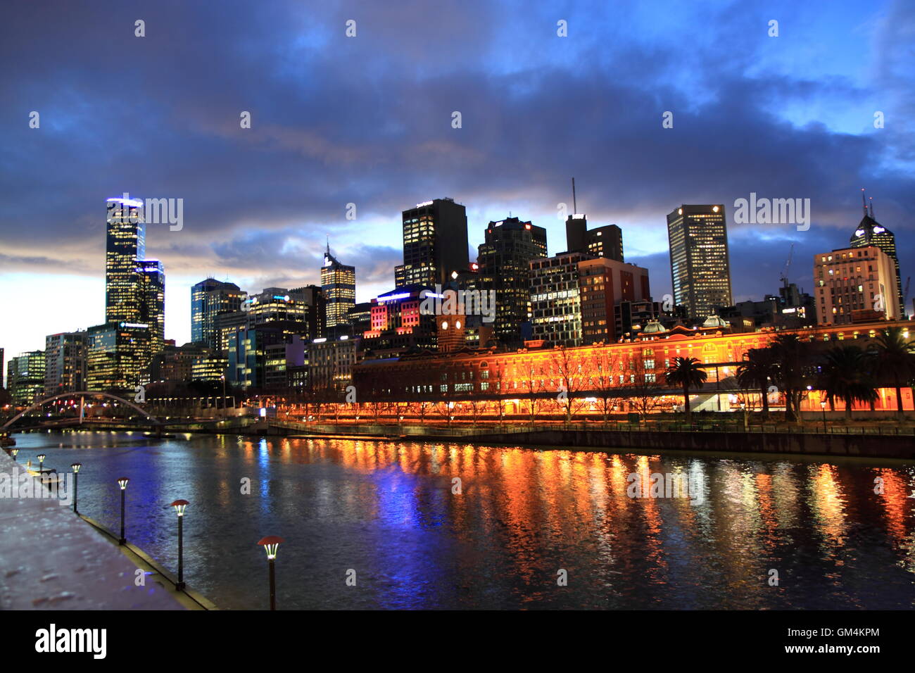 Schöne Melbourne Nachtansicht von Southbank Melbourne Australien Stockfoto