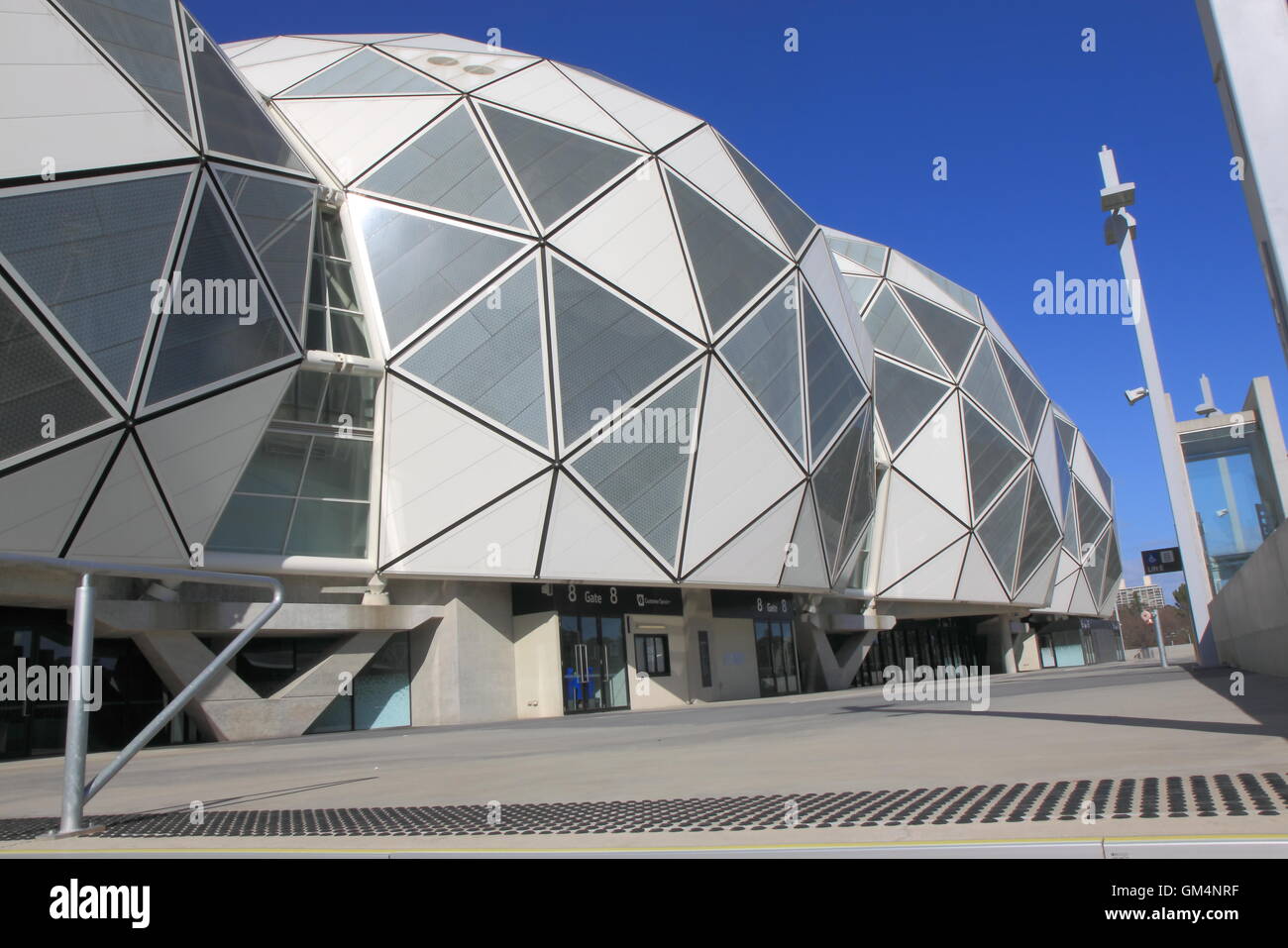 Rechteckige Stadion Melbourne Außenwand in Melbourne Australien. Stockfoto