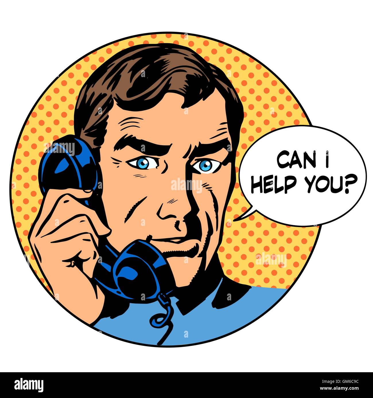 Ich Hilfe you Mann kann Frage Onlinesupport Geschäft Freihafengelände Telefon Stock Vektor