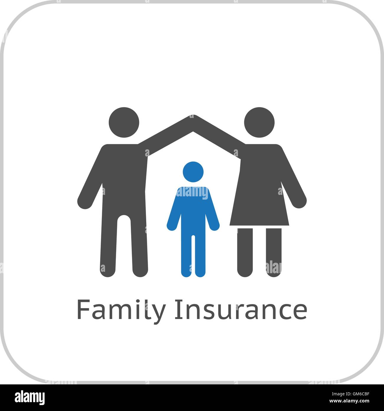 Familie Versicherung Symbol. Flaches Design. Stock Vektor