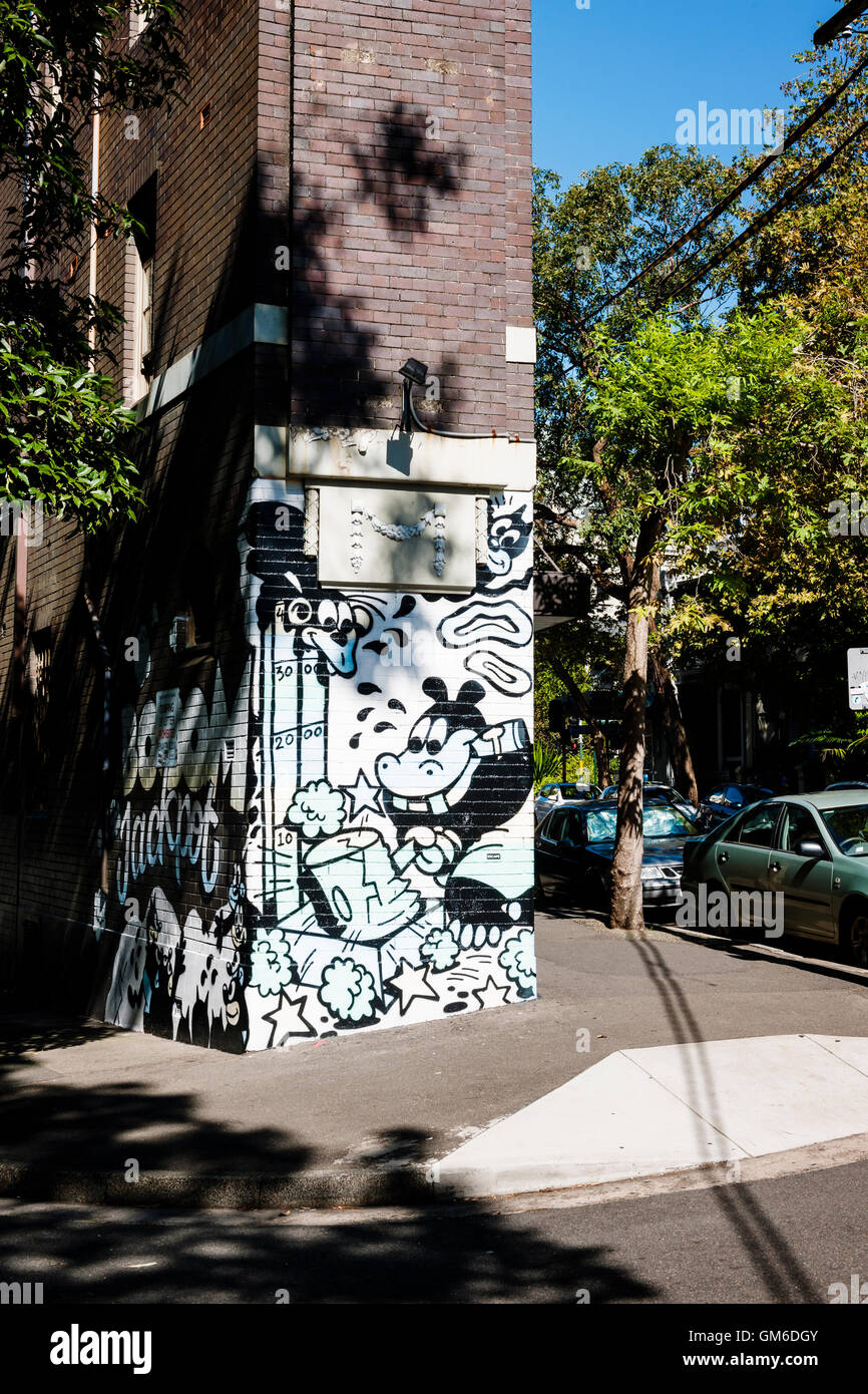 Streetart im Bereich Darlinghurst von Sydney. Stockfoto
