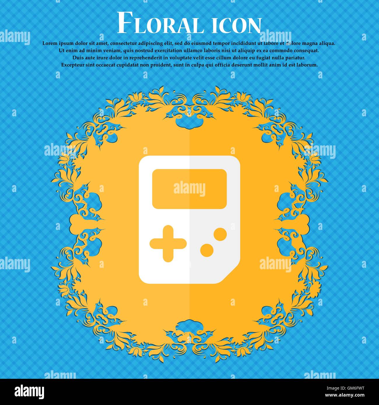 Tetris. Flache Blütenmuster auf blauem abstrakten Hintergrund mit Platz für Ihren Text. Vektor Stock Vektor