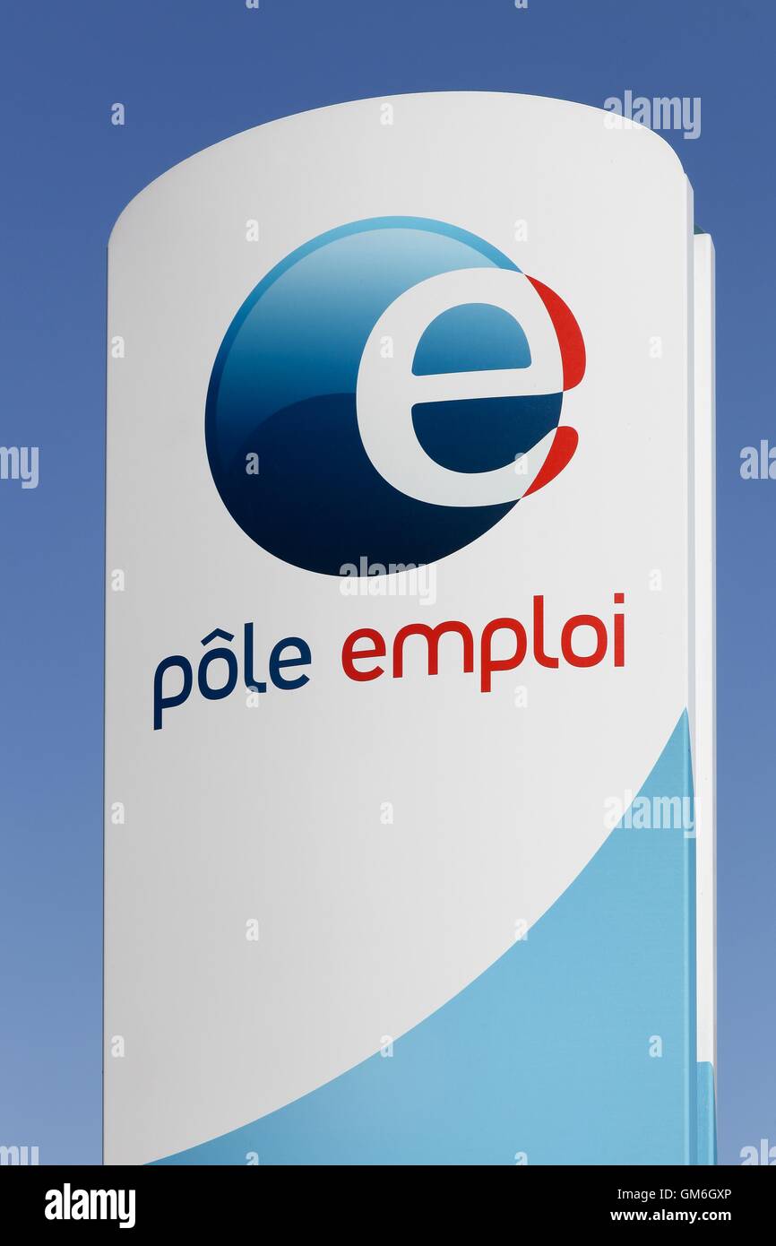 Pole Emploi Zeichen auf einem Panel Frankreich Stockfoto