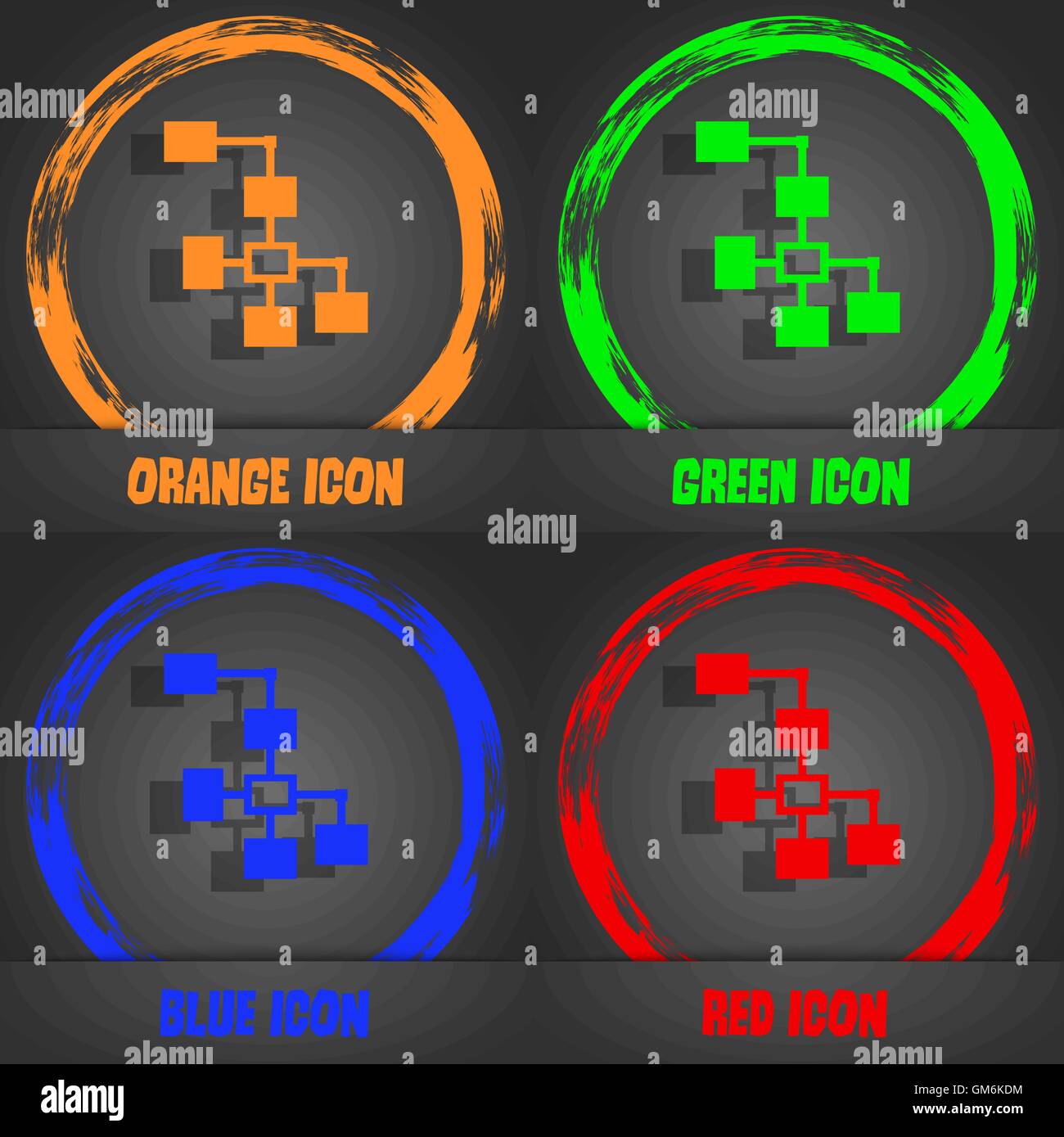Lokalen Netzwerk Symbol Zeichen. Moderne stilvolle. In orange, grün, blau, rot-Design. Vektor Stock Vektor