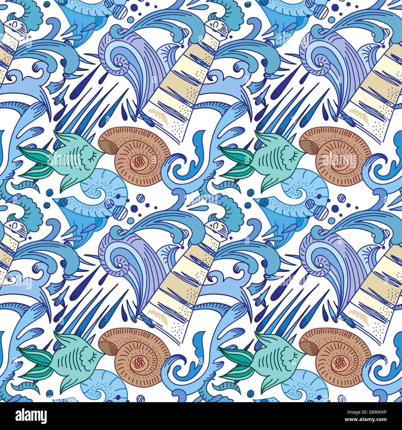 Nautical Blau Muster Stock Vektor