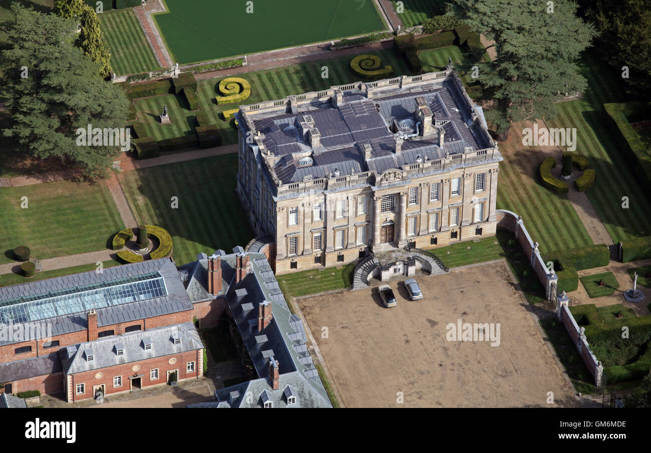 Luftaufnahme von Easton Neston Haus Landsitz in der Nähe von Towcester Northamptonshire, UK Stockfoto