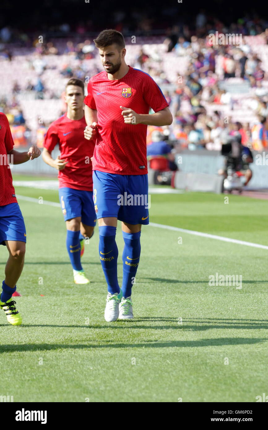 San Sebastian, Spanien. 21. August 2016 Lionel Piqué, Echauffement beim FC Barcelona - Betis Sevilla Stockfoto