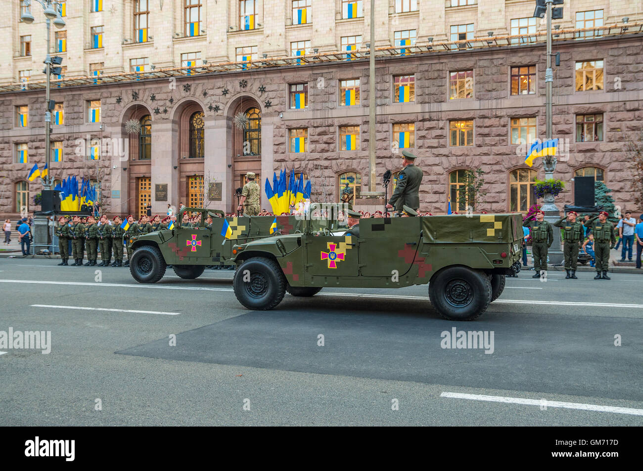 Proben für Militärparade für Independence Day in Kiew, Ukraine. Stockfoto