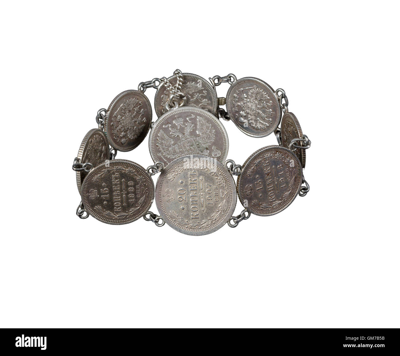 Armband von alten Münzen Stockfoto