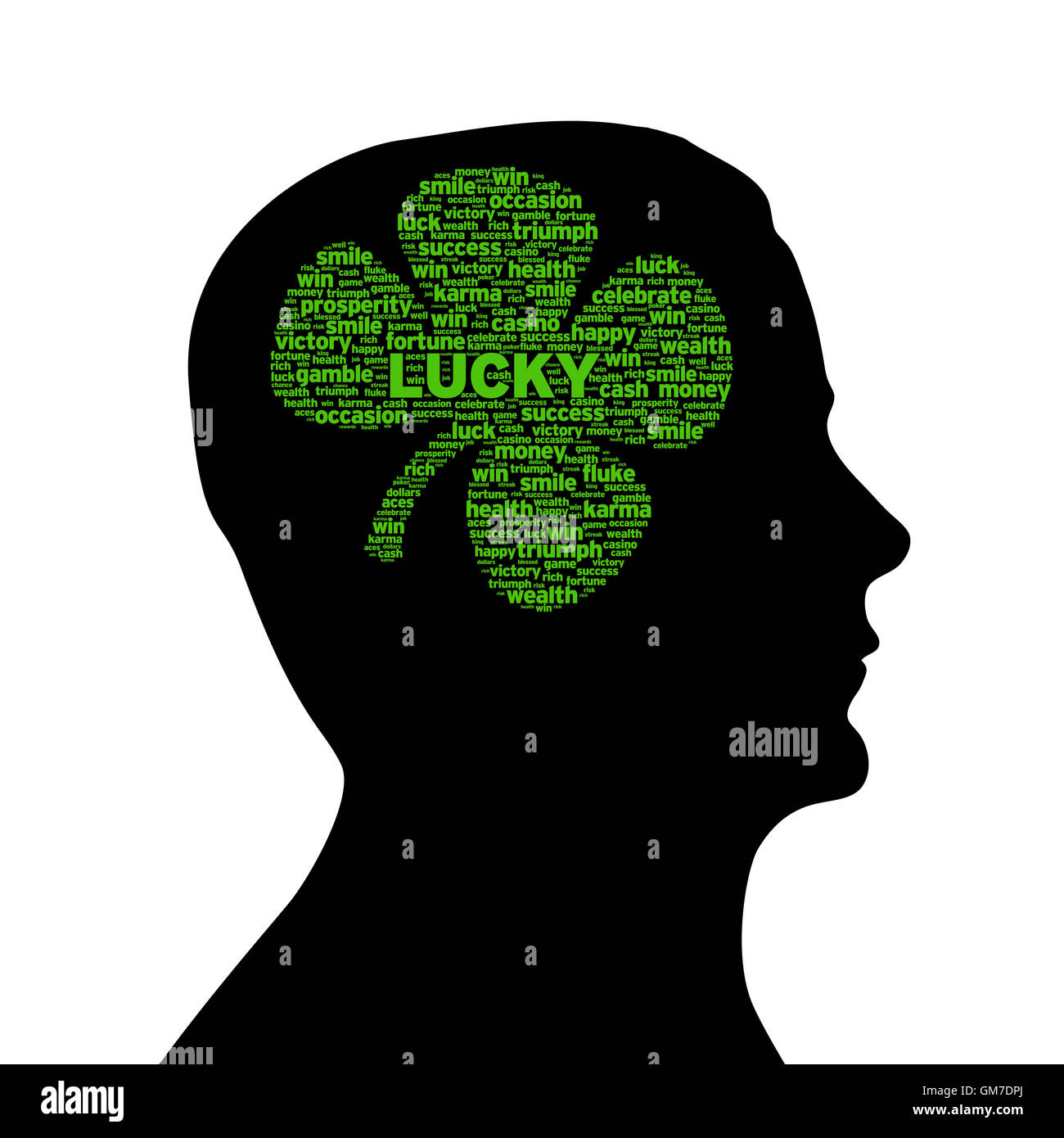 Silhouette, Kopf - Glück Stockfoto