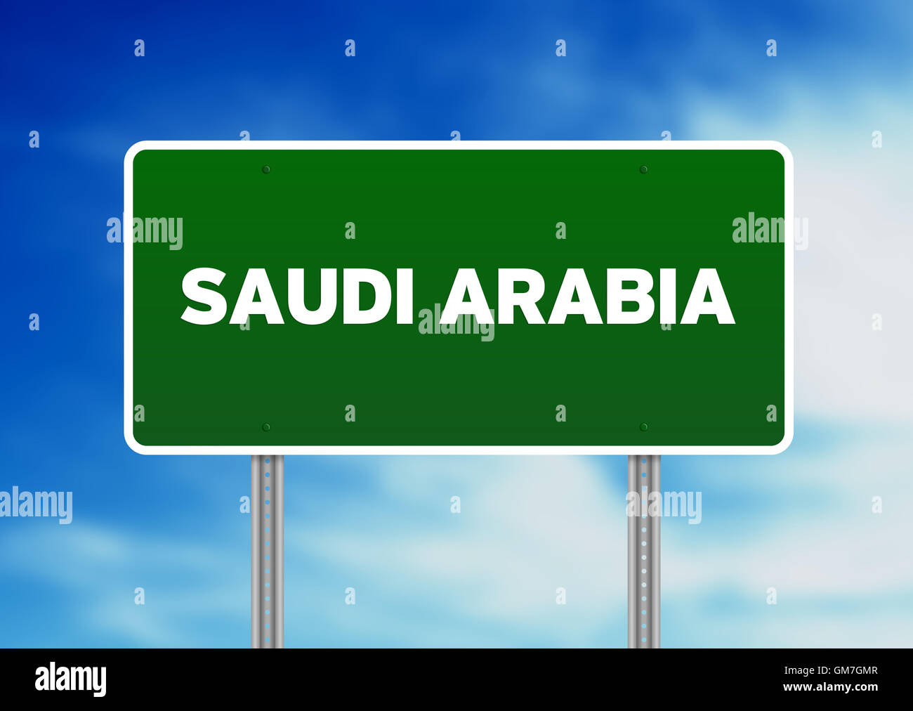 Saudi Arabien Autobahn Zeichen Stockfoto