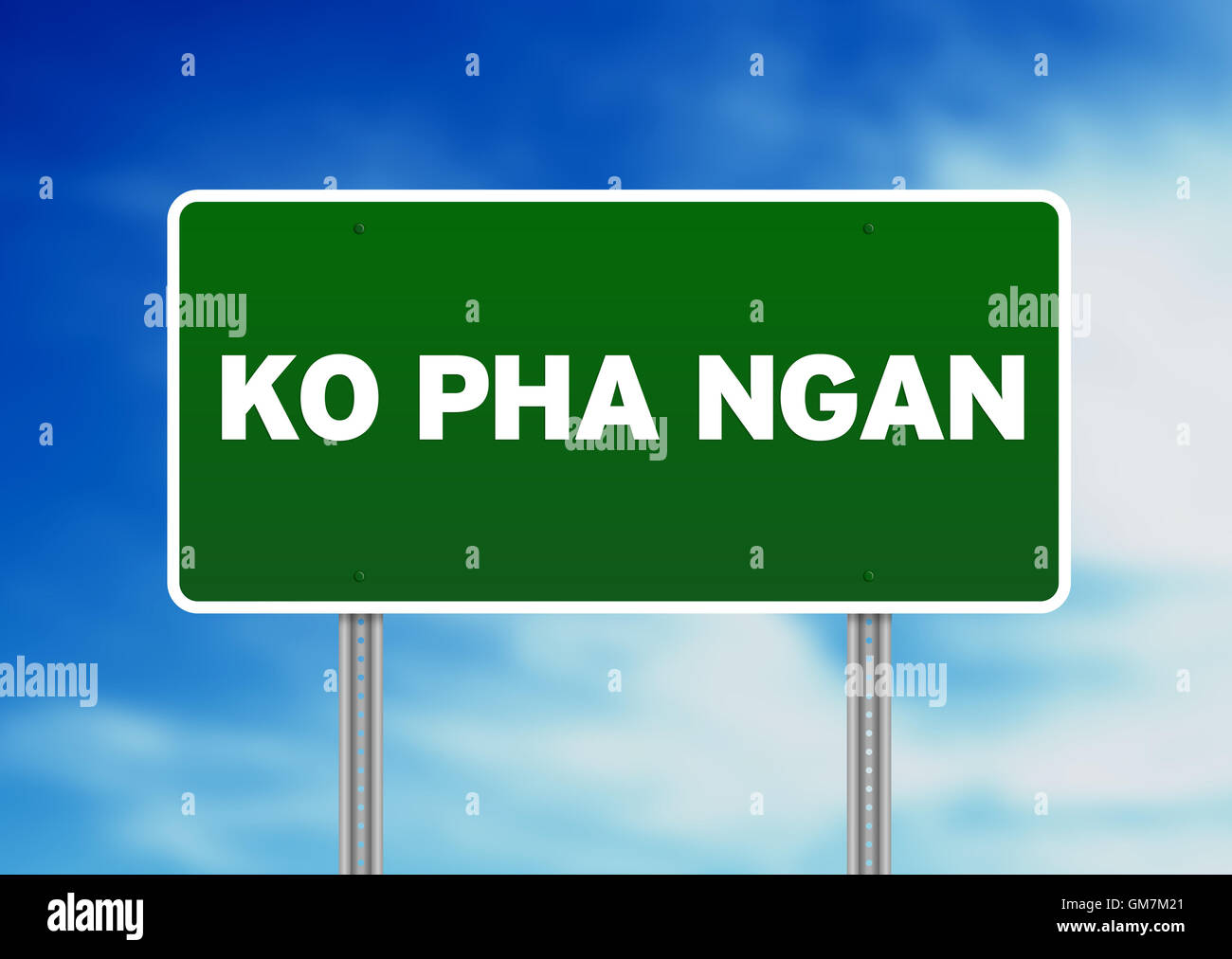 Grüne Verkehrszeichen - Ko Pha Ngan, Thailand Stockfoto