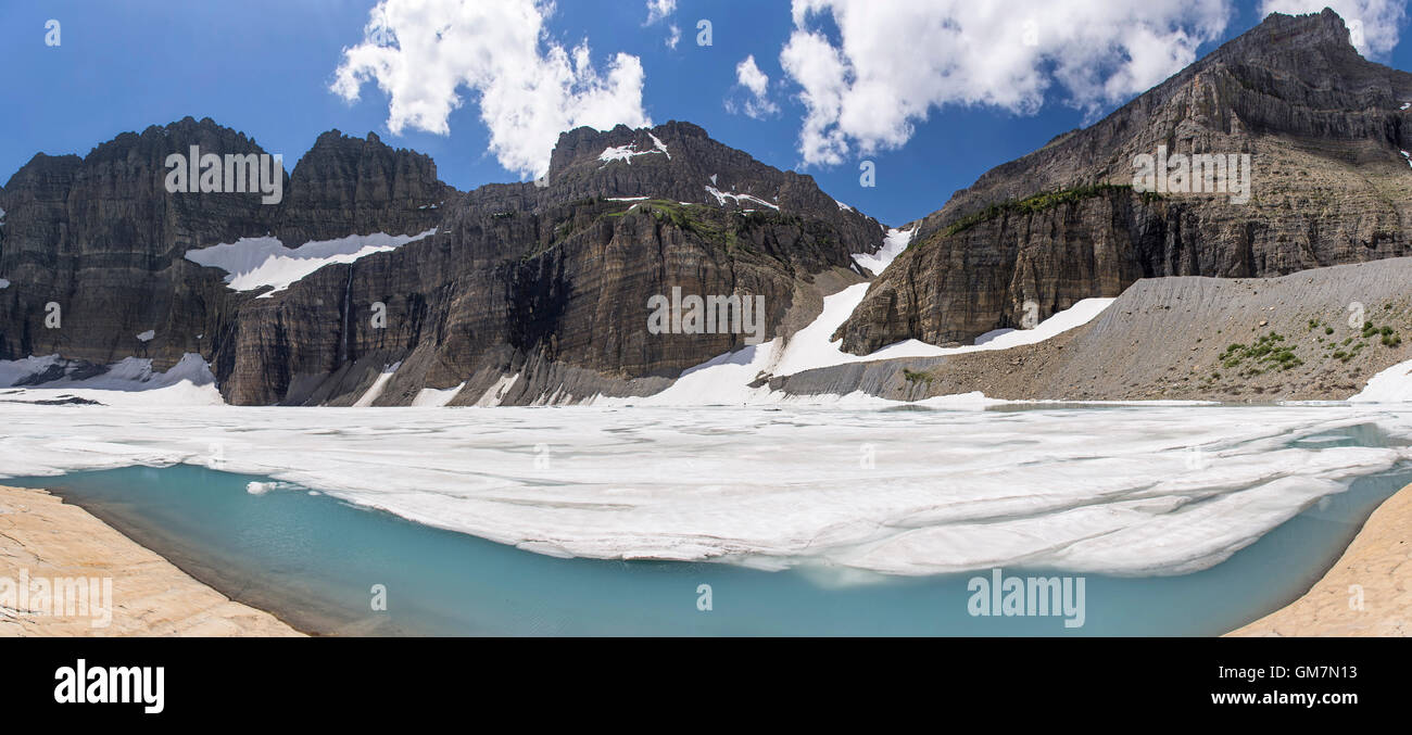 Panoramische Ansicht der Grinnell Gletscher im Glacier-Nationalpark im US-Bundesstaat Montana. Stockfoto