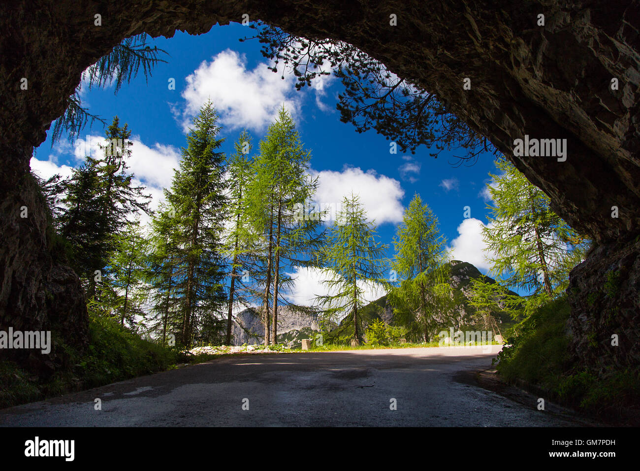 Panoramablick am Ende des Tunnels Stockfoto