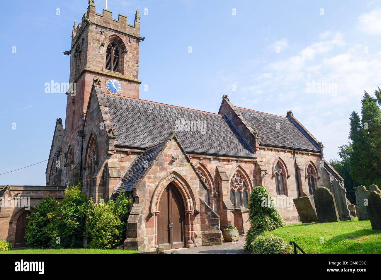 Der Pfarrei Kirche St John The Baptist Ashley Newcastle unter Lyme Stoke-on-Trent Staffordshire Mitarbeiter England UK Stockfoto